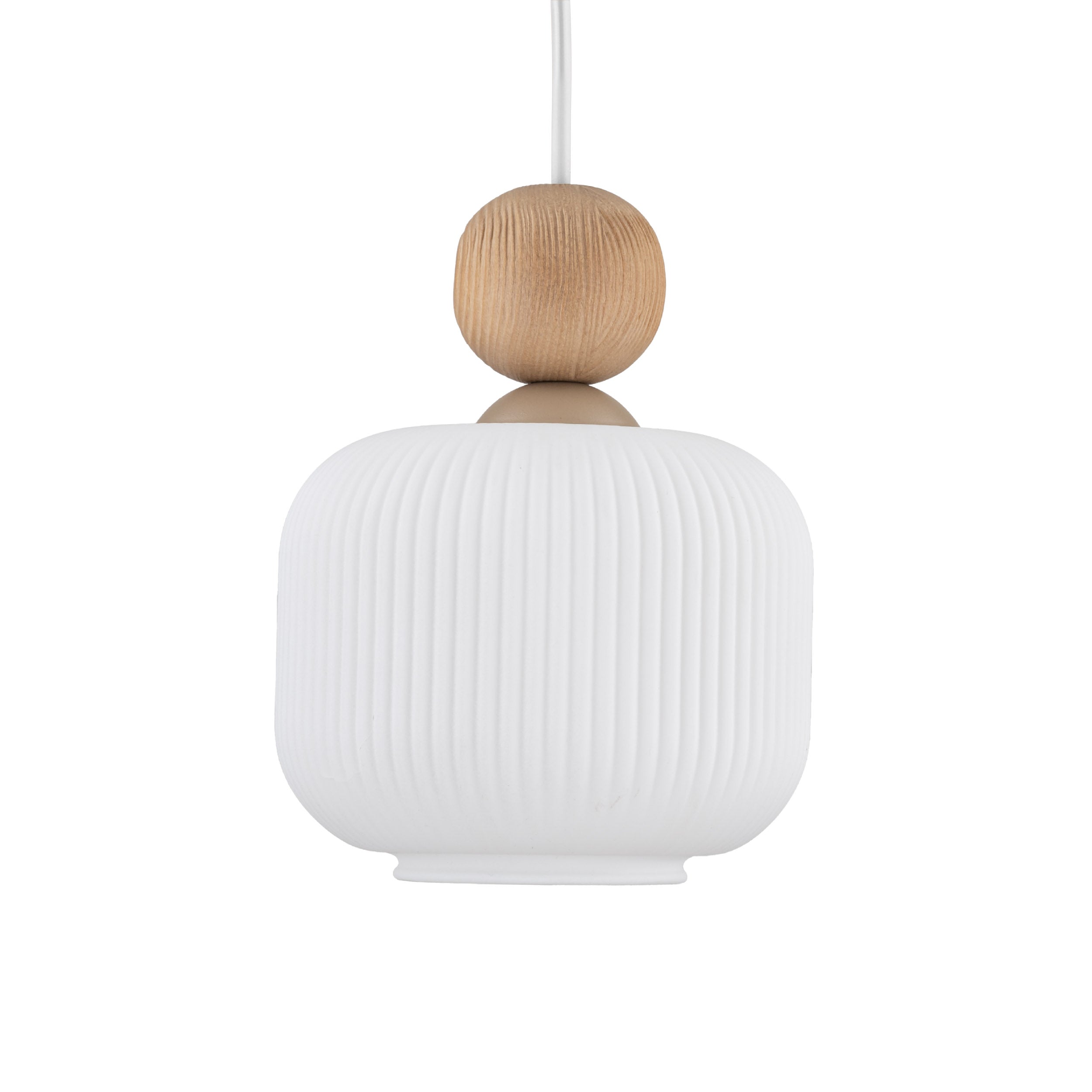 Lampe à Suspension Scandinave Ballo | Verre Soufflé à la Main et Bois Naturel