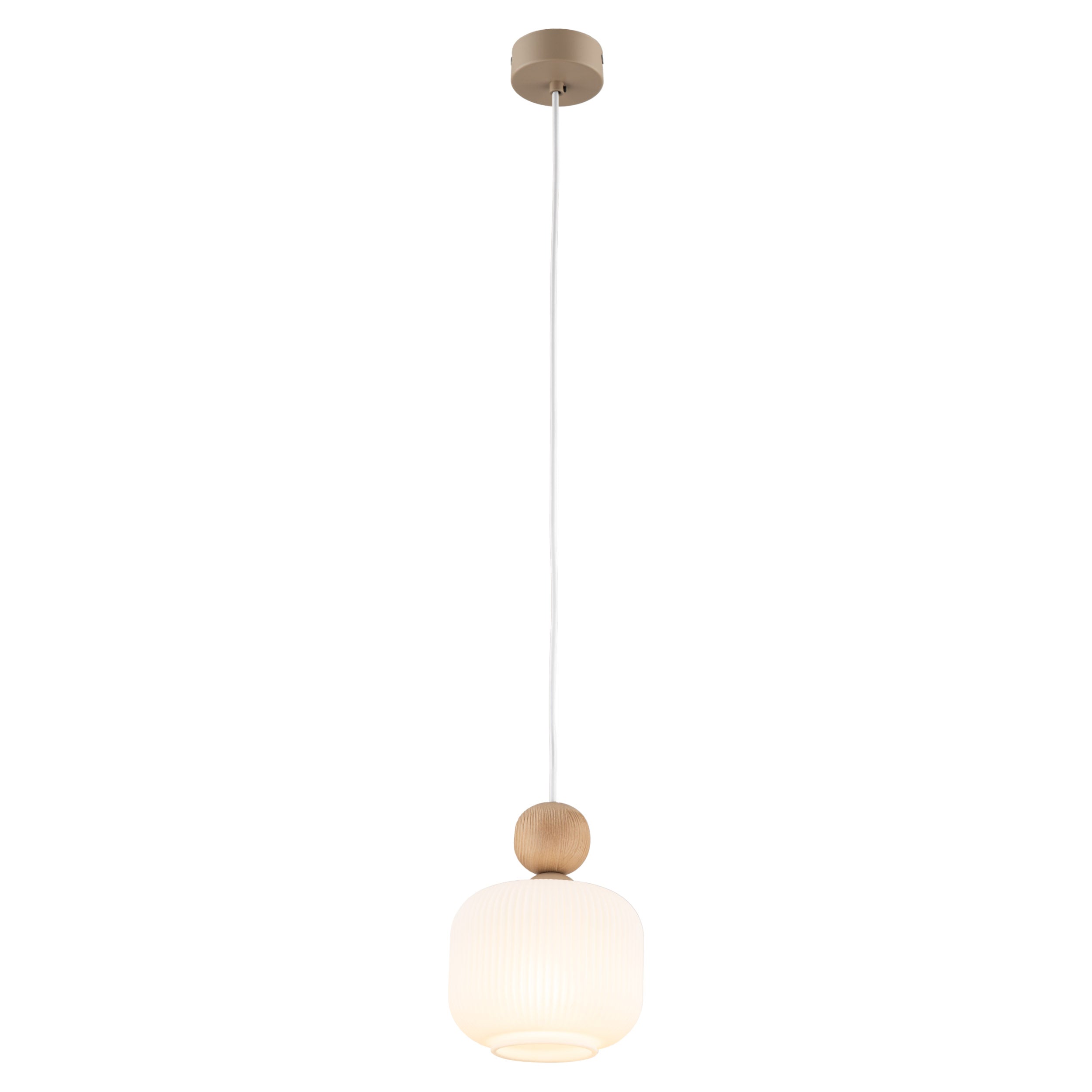 Lampe à Suspension Scandinave Ballo | Verre Soufflé à la Main et Bois Naturel