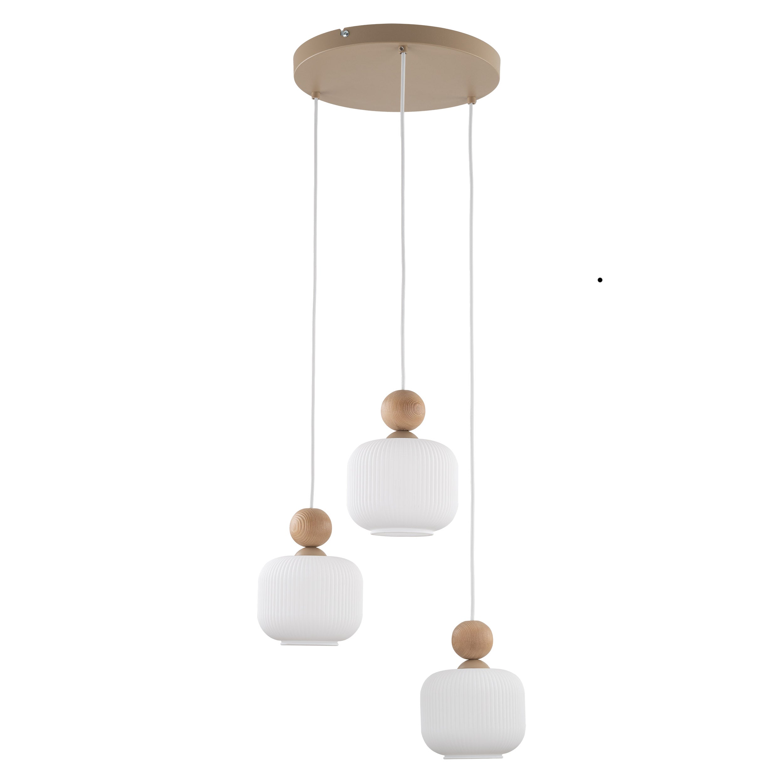 Lampe à Suspension Scandinave Ballo 3 | Verre Soufflé à la Main et Bois Naturel