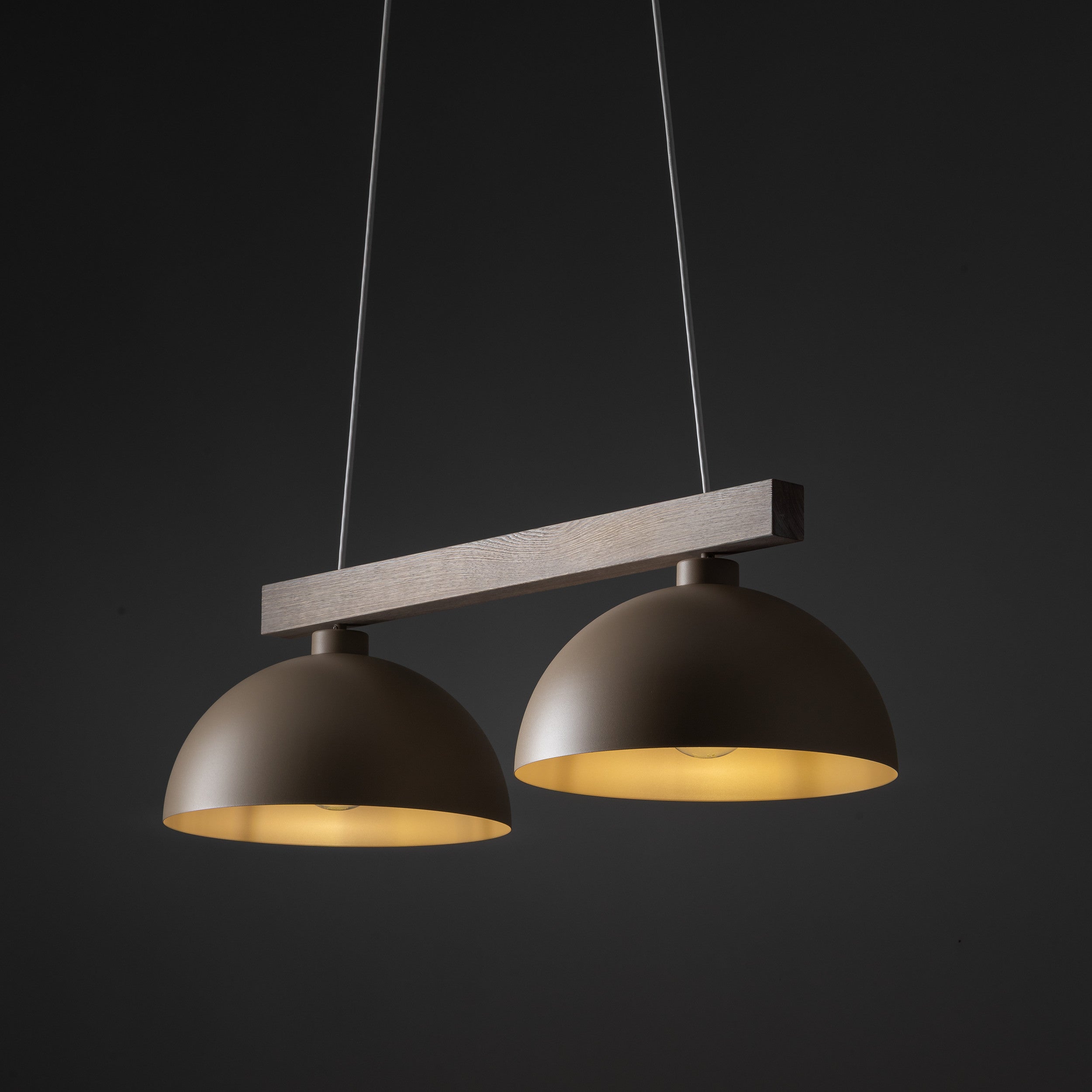 Lampe Suspendue Scandinave OSLO Beige | Suspension Design Industriel en Bois et Métal