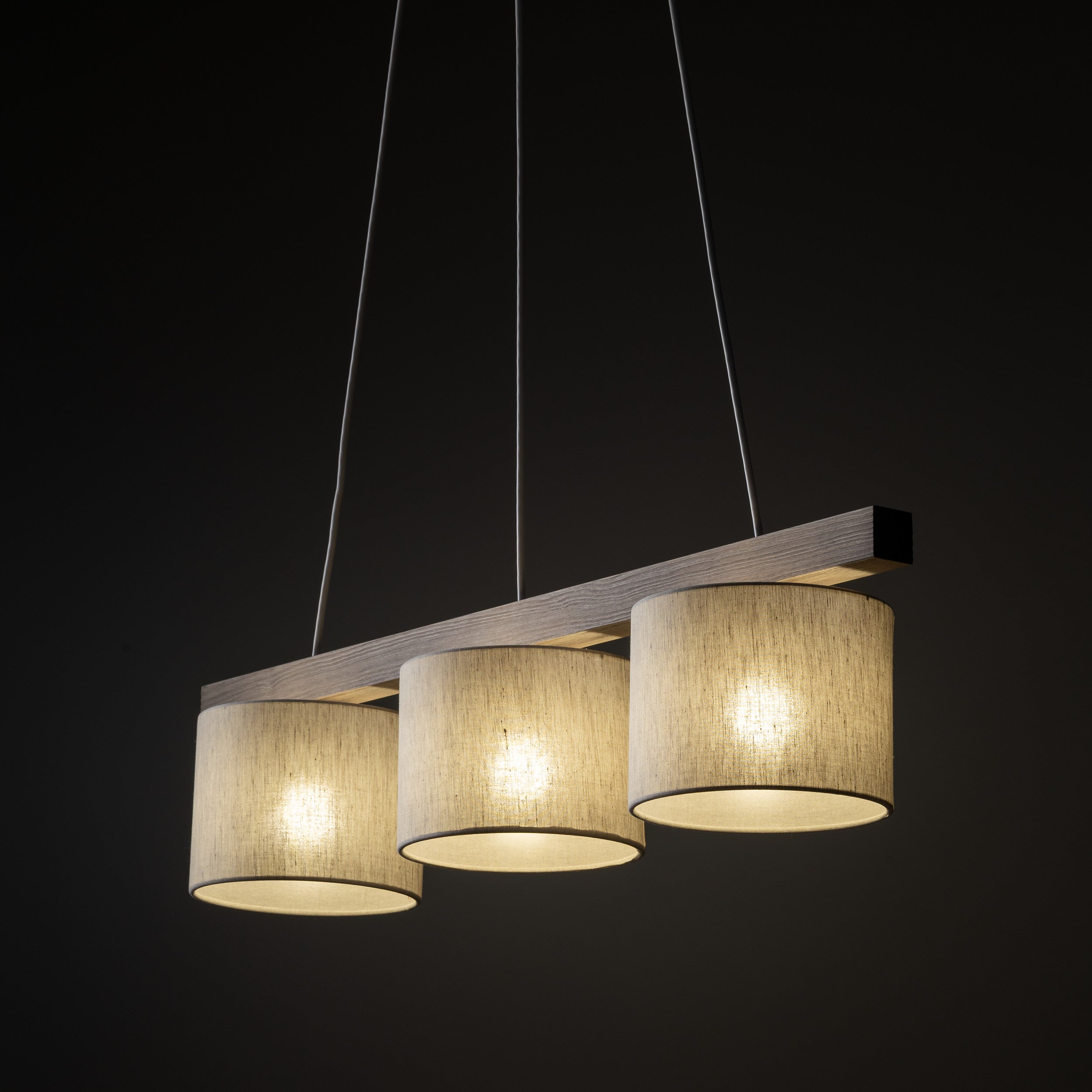 Suspension VARO | Style scandinave minimaliste | Bois massif et lin naturel | LumoCraft
