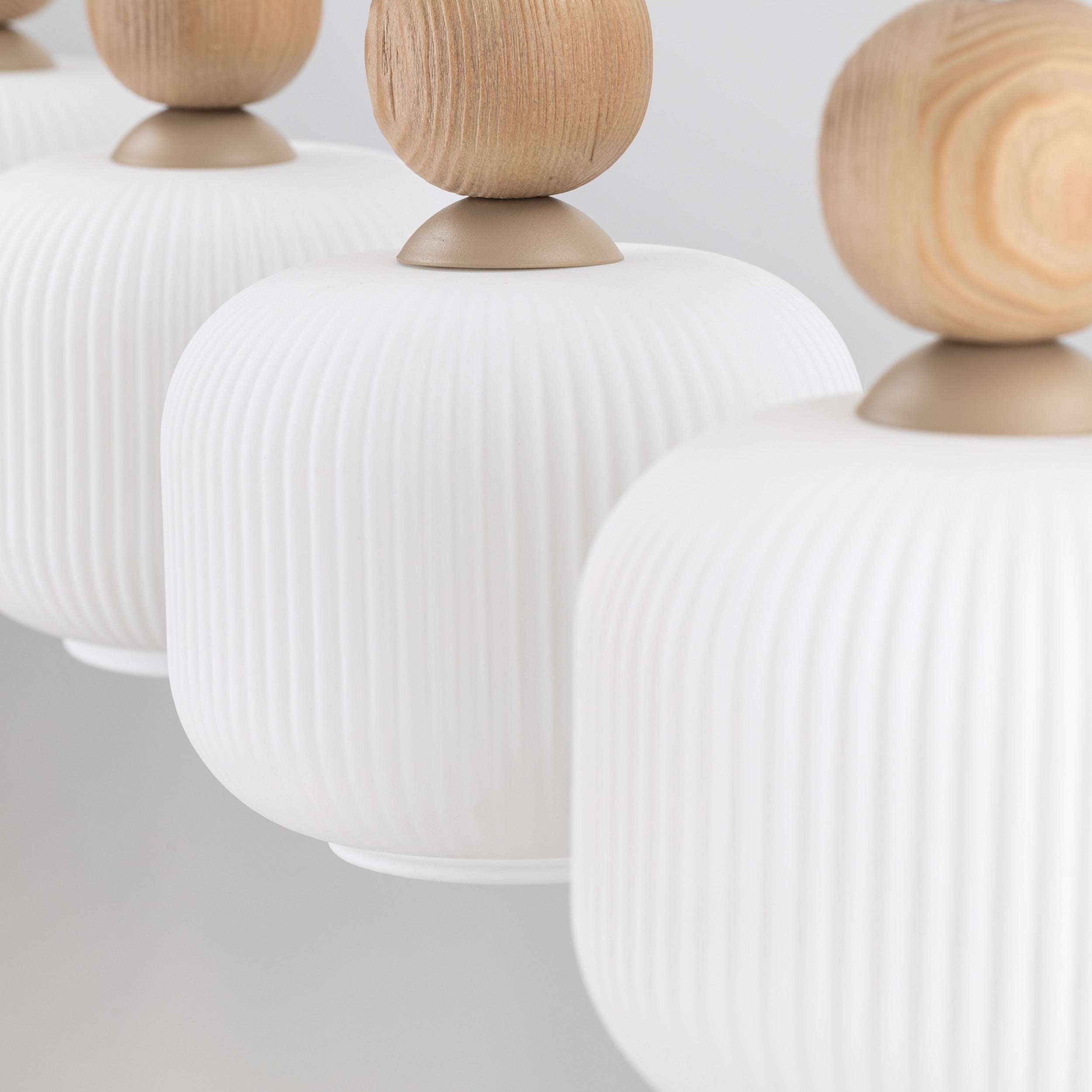 Lampe Suspendue Ballo Scandinave 4 Lumières | Suspension en Verre Soufflé et Bois