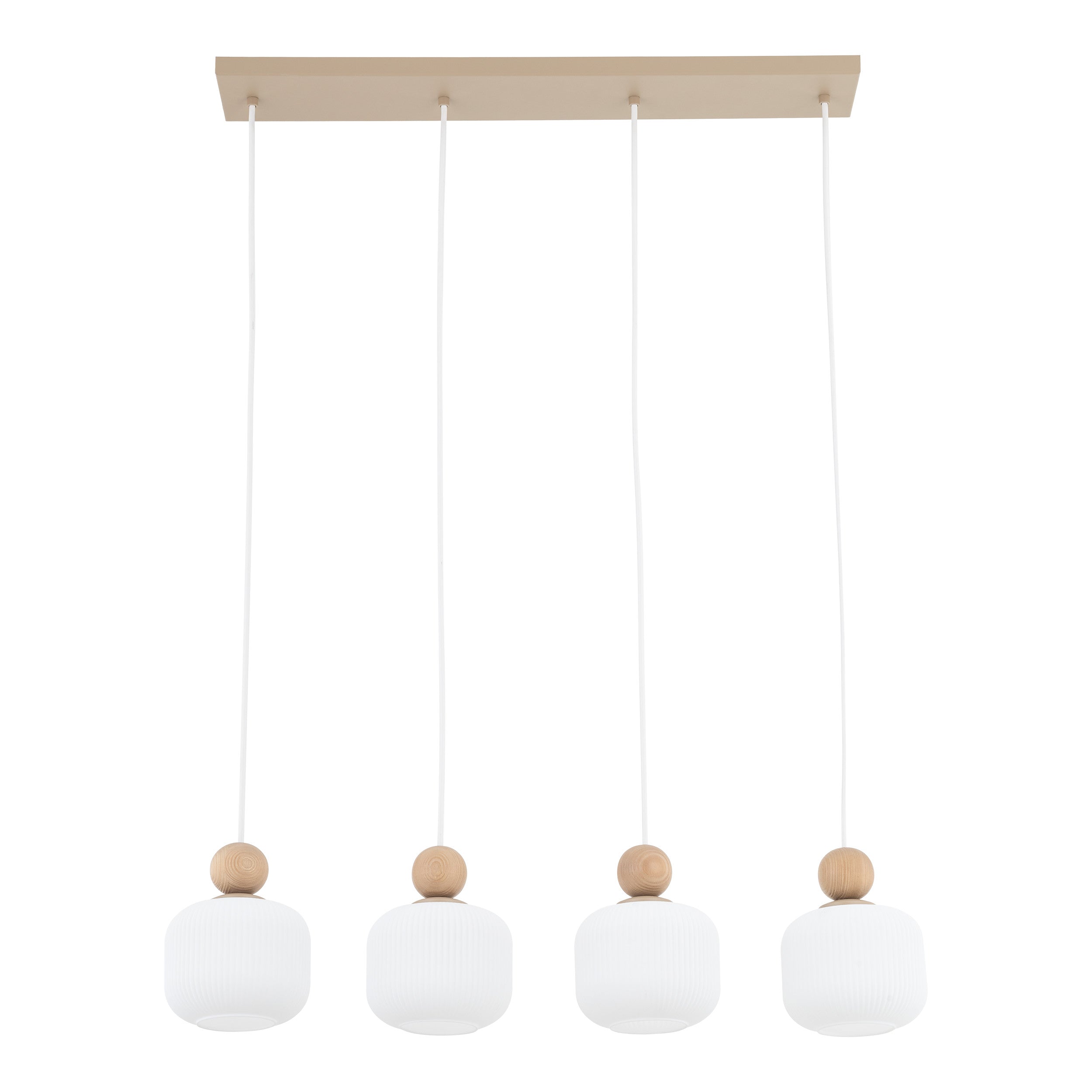 Lampe Suspendue Ballo Scandinave 4 Lumières | Suspension en Verre Soufflé et Bois