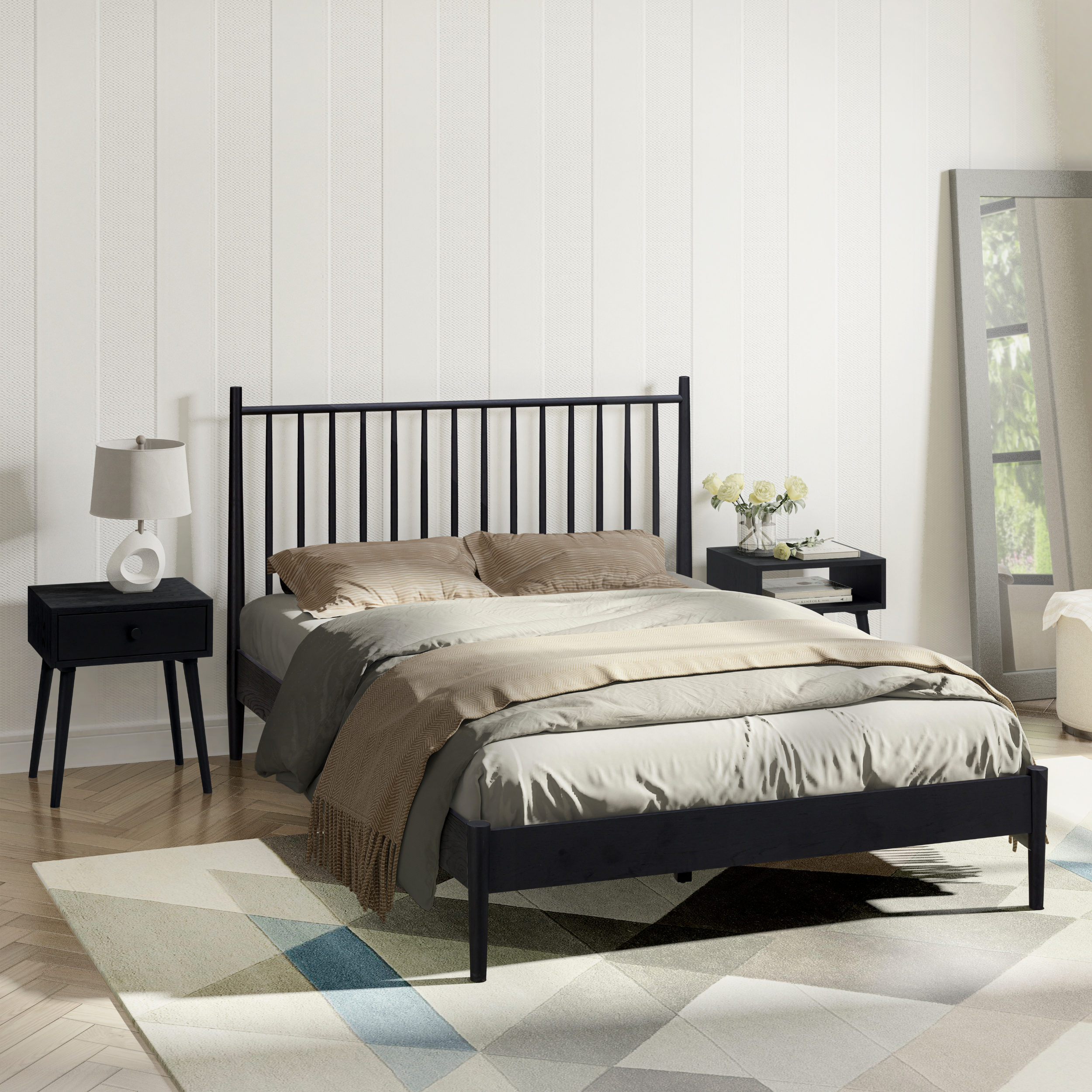 Cadre de lit en bois massif Inno | Design côtier moderne | Bois certifié FSC®
