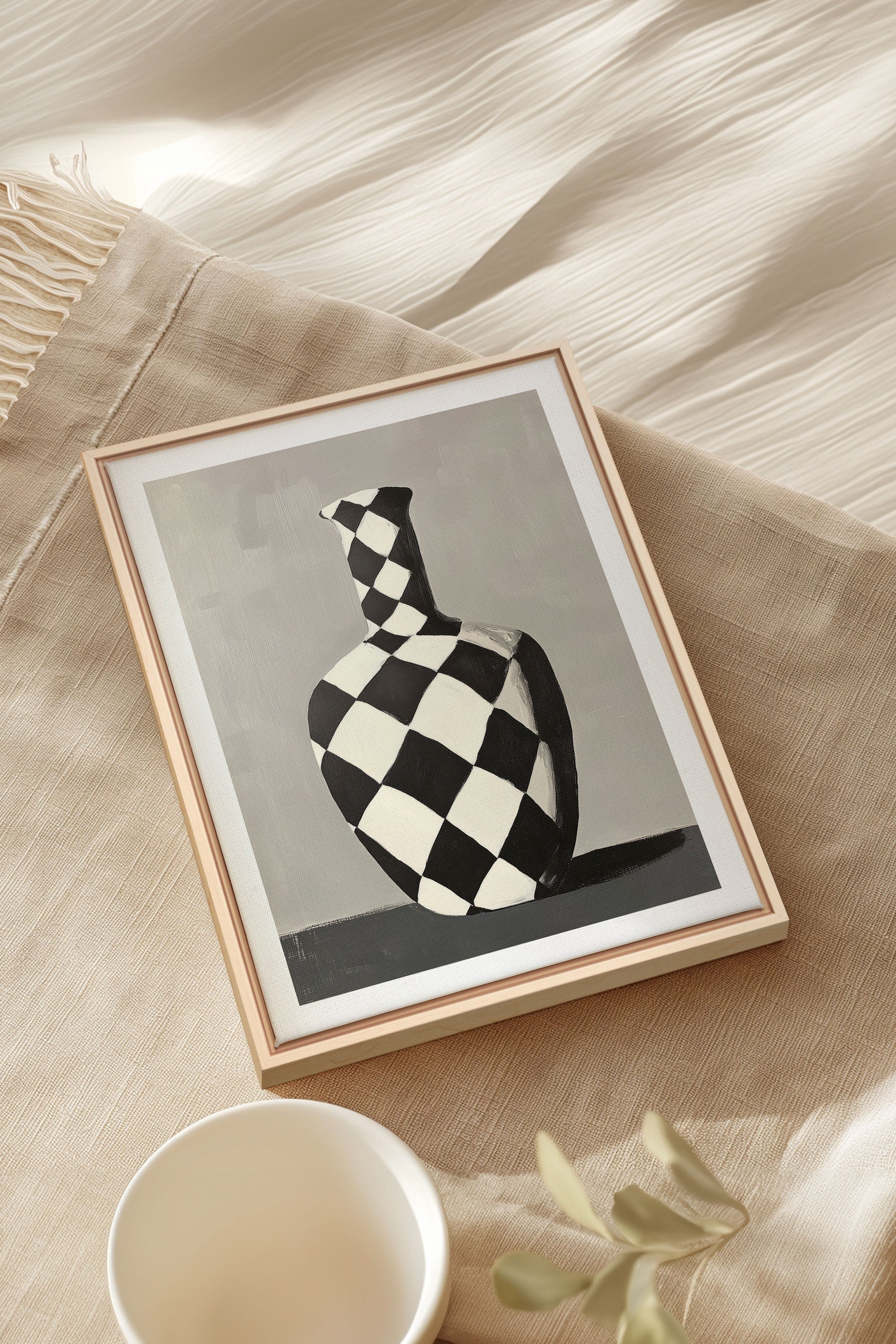 VASE EN DAMIER, Oeuvre sur toile étirée