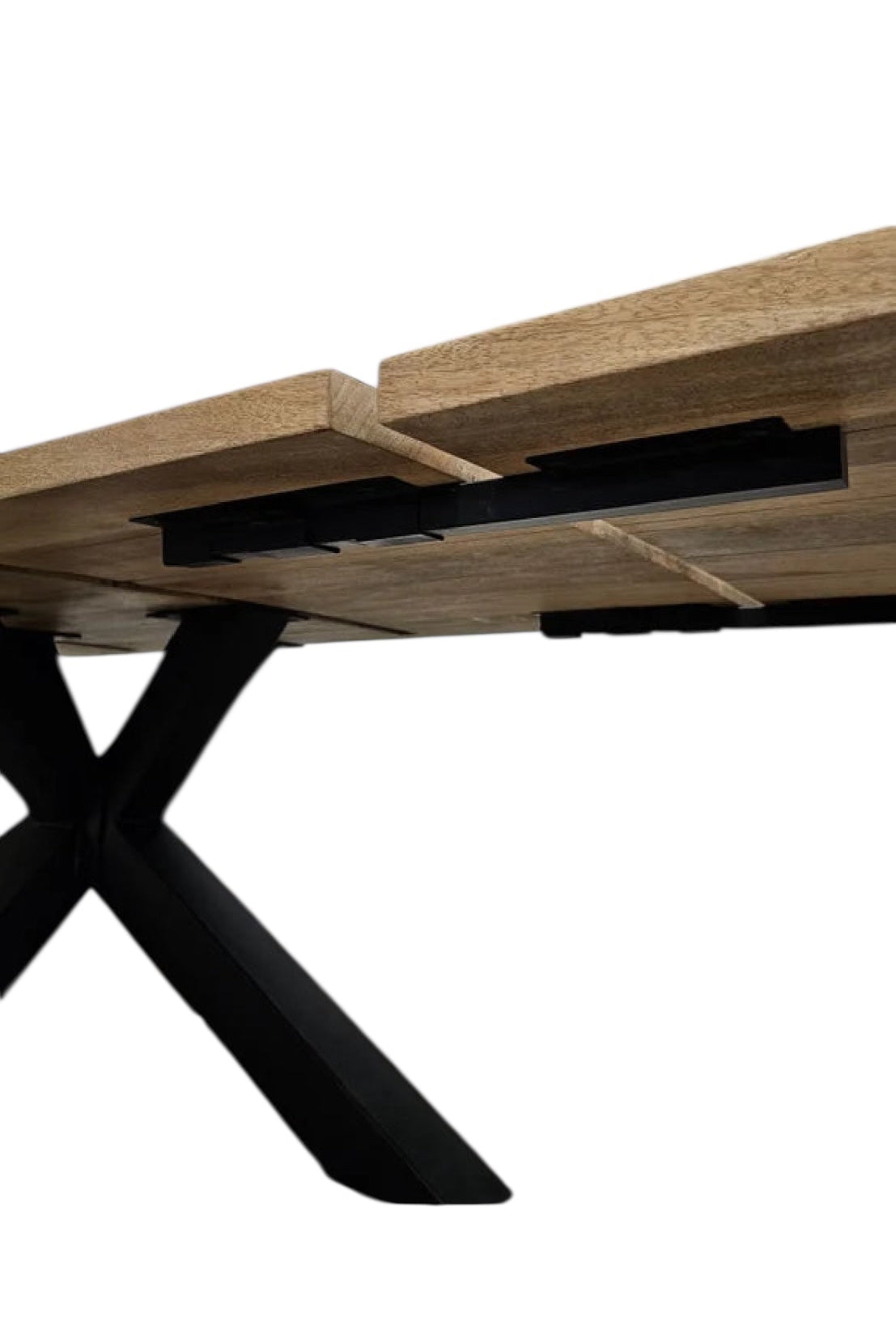 Table à Dîner Extensible avec Pattes Spider Noir Mat | Plateau en Bois de Manguier