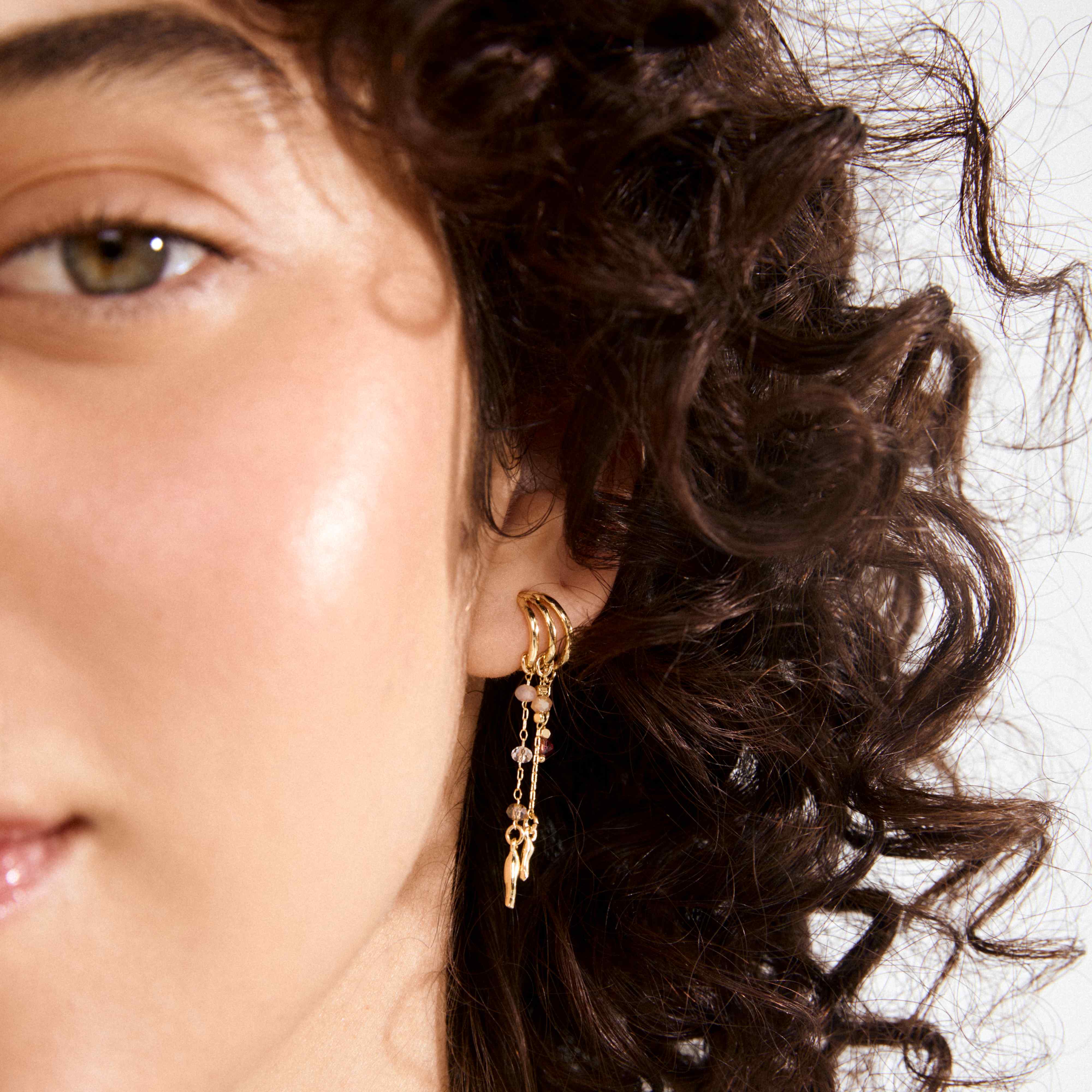 MORIN earrings | Half-hoops with charms and glass beads | Pilgrim