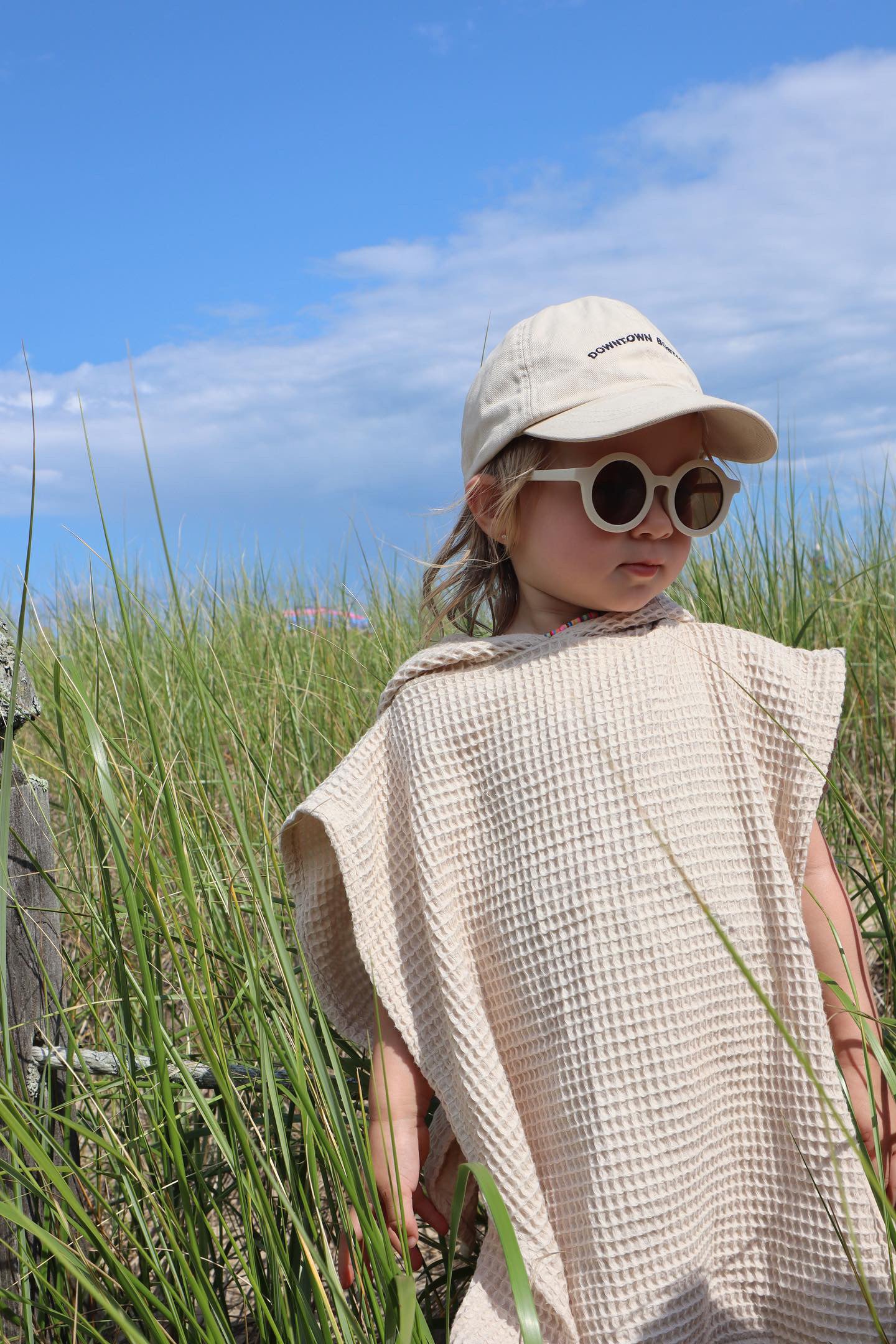 Poncho gaufré enfant sortie de bain et plage | 100 % coton | Maminimerveille