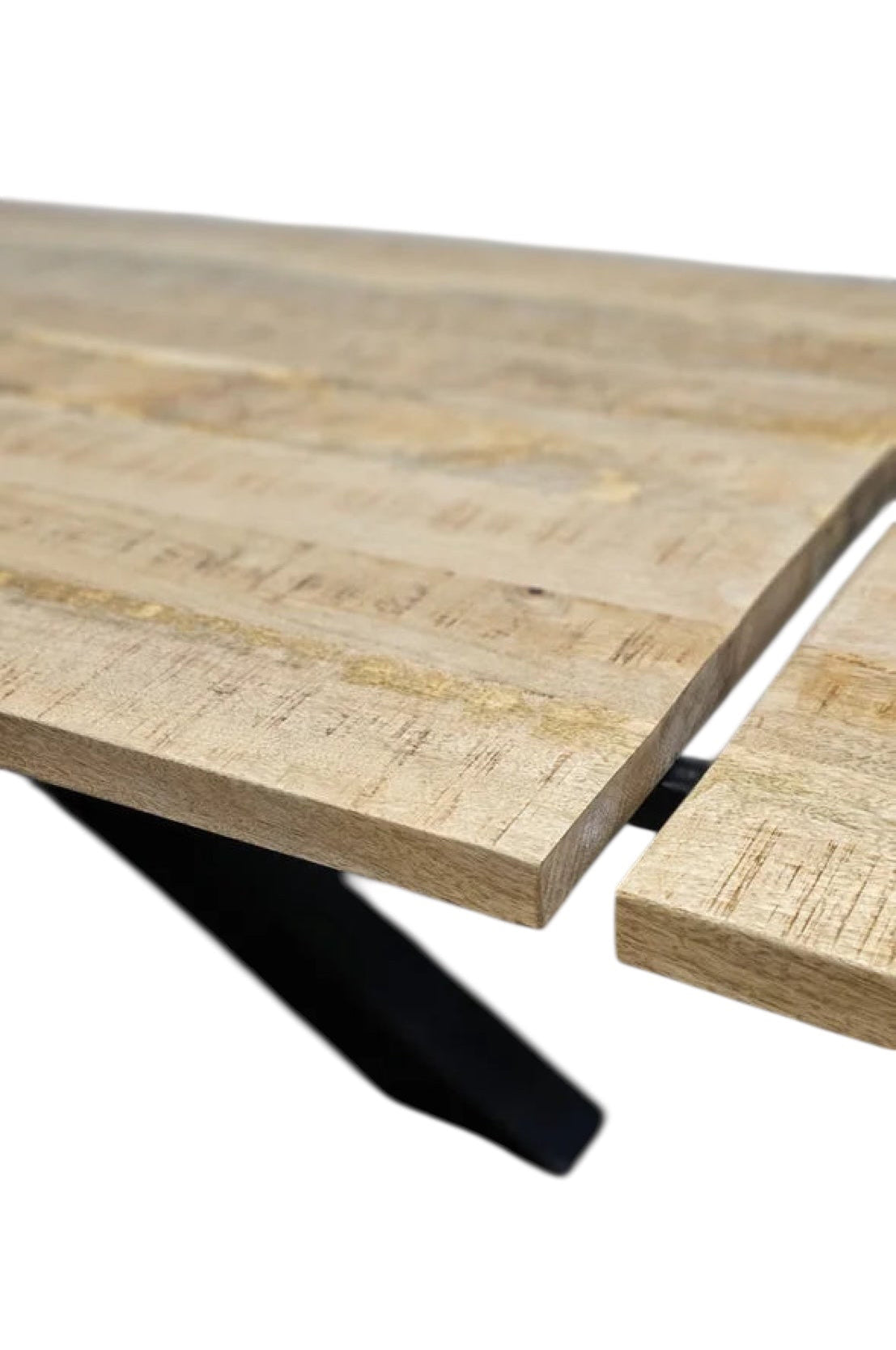 Table à Dîner Extensible avec Pattes Spider Noir Mat | Plateau en Bois de Manguier