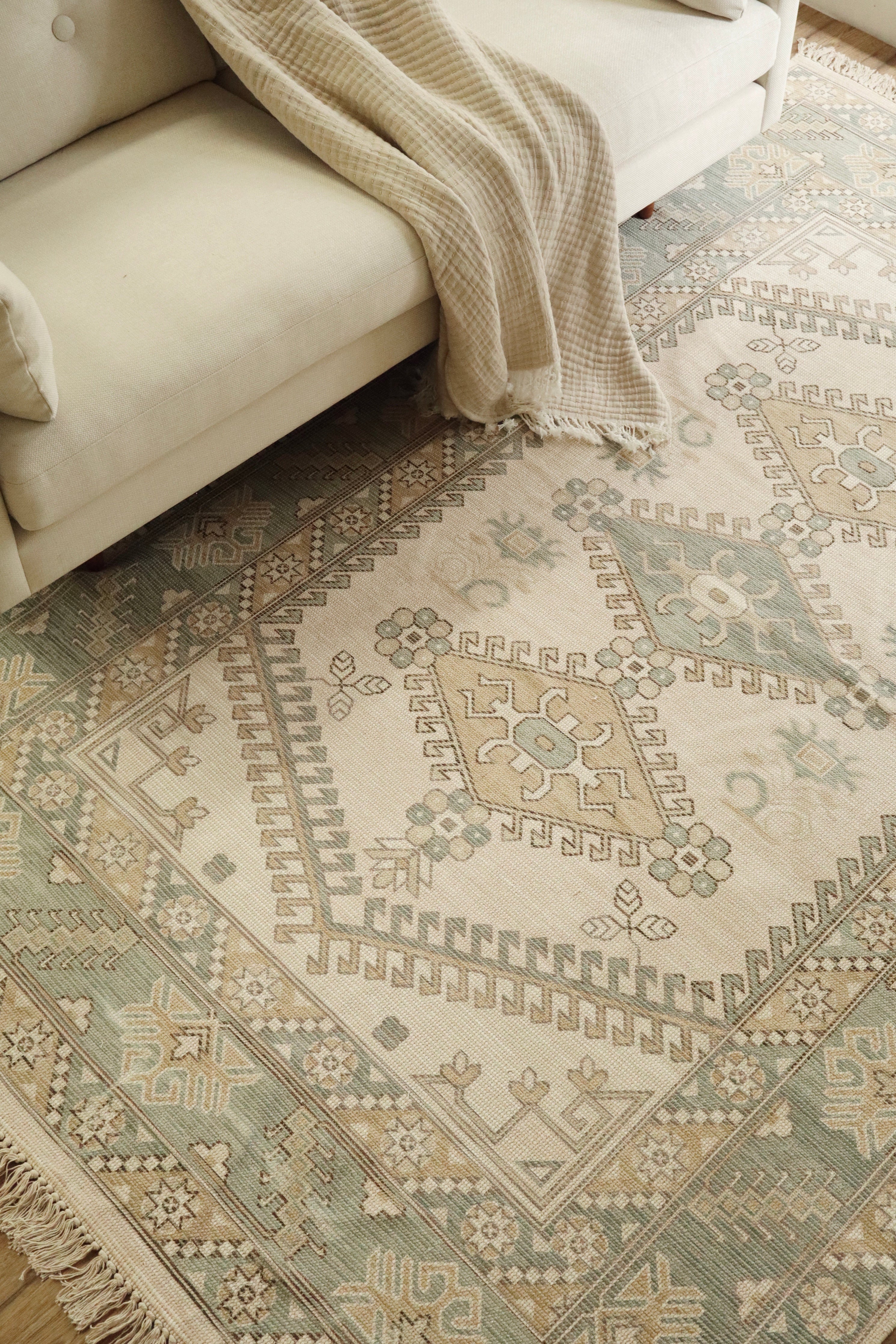 Tapis Iman Style Turc Vintage en Coton Recyclé | 274 x 183 cm