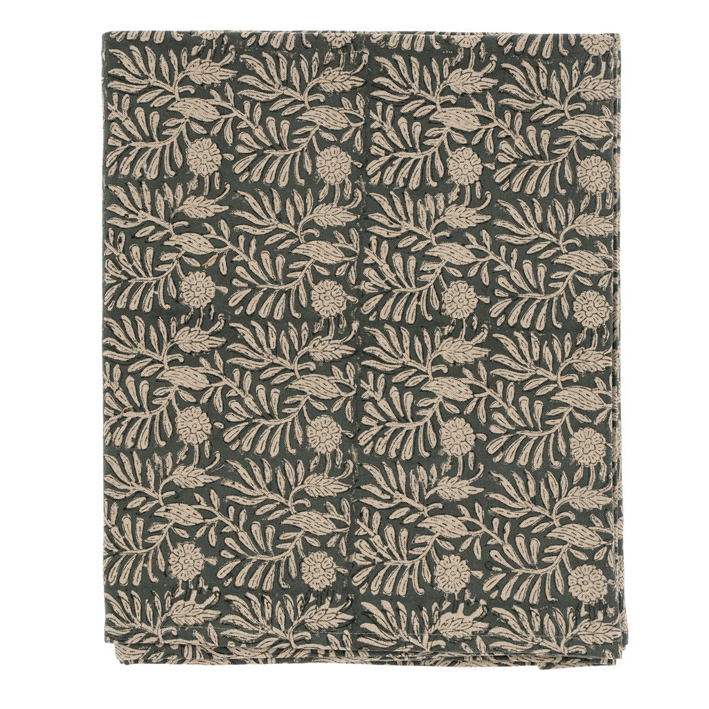 Nappe Tulsi à Motif Imprimé à la Main | Lin et Coton