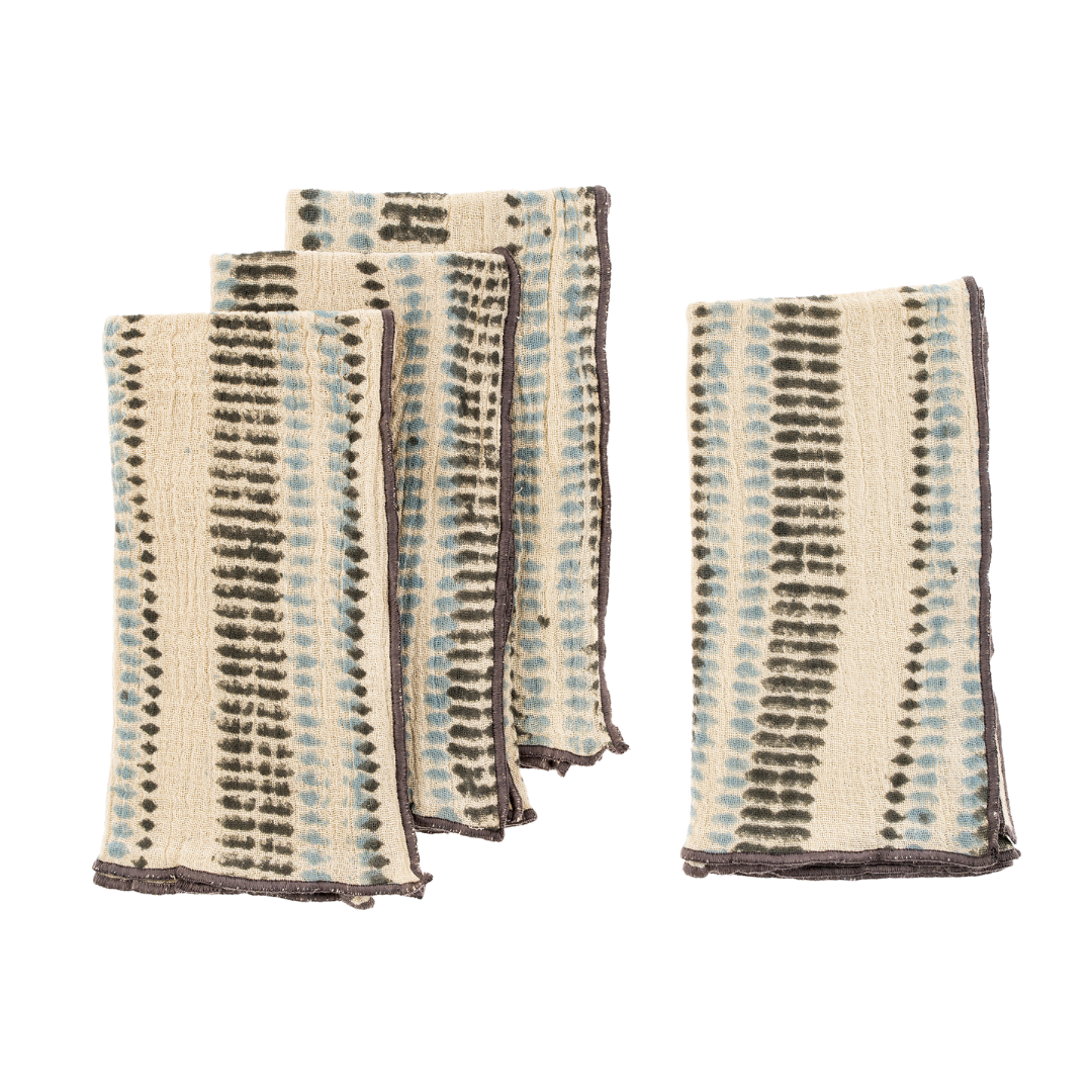 Serviettes de table Ishita fait à la main | Ensemble de 4 | Coton biologique