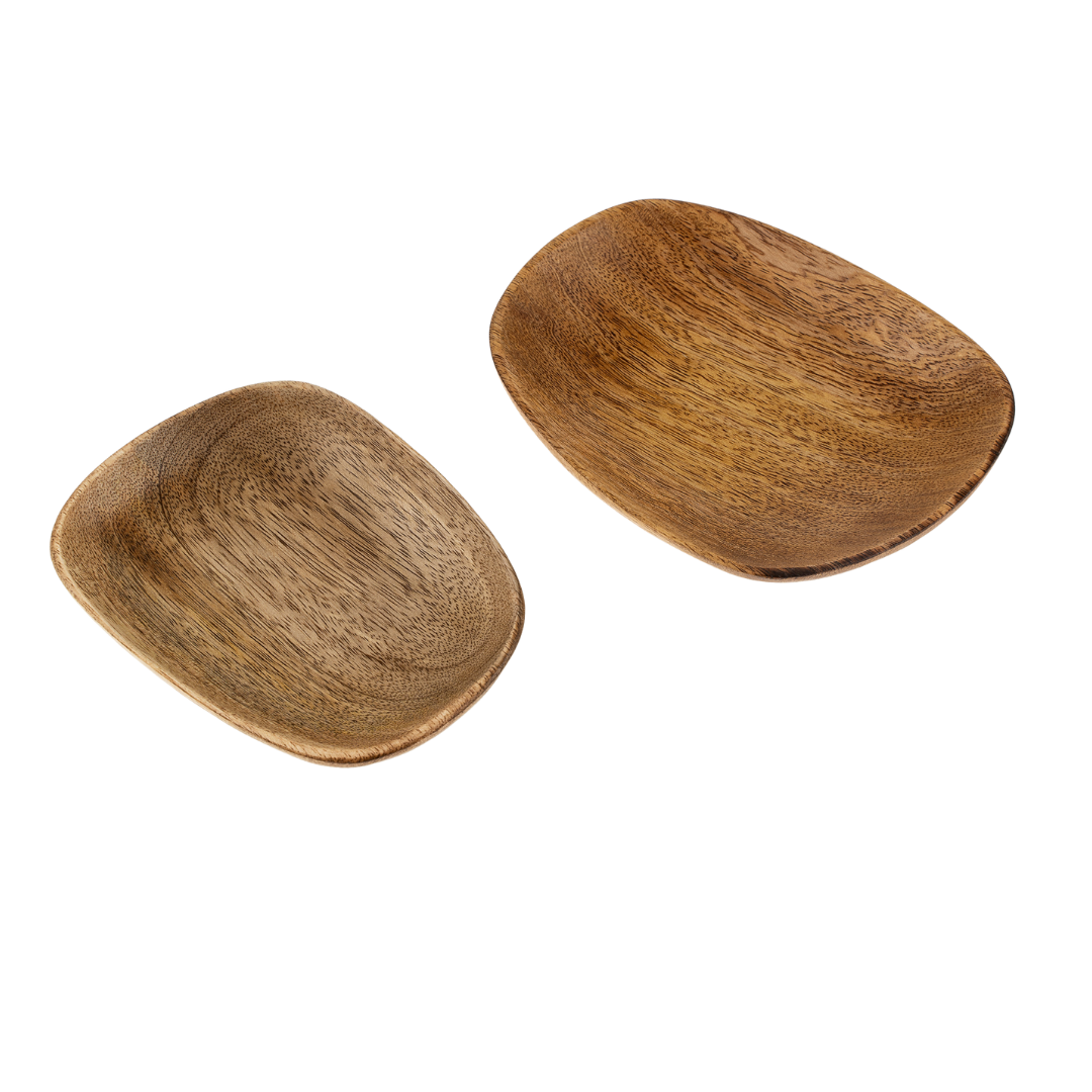 Vide-poche Pebble en Bois de Manguier | Ensemble de 2