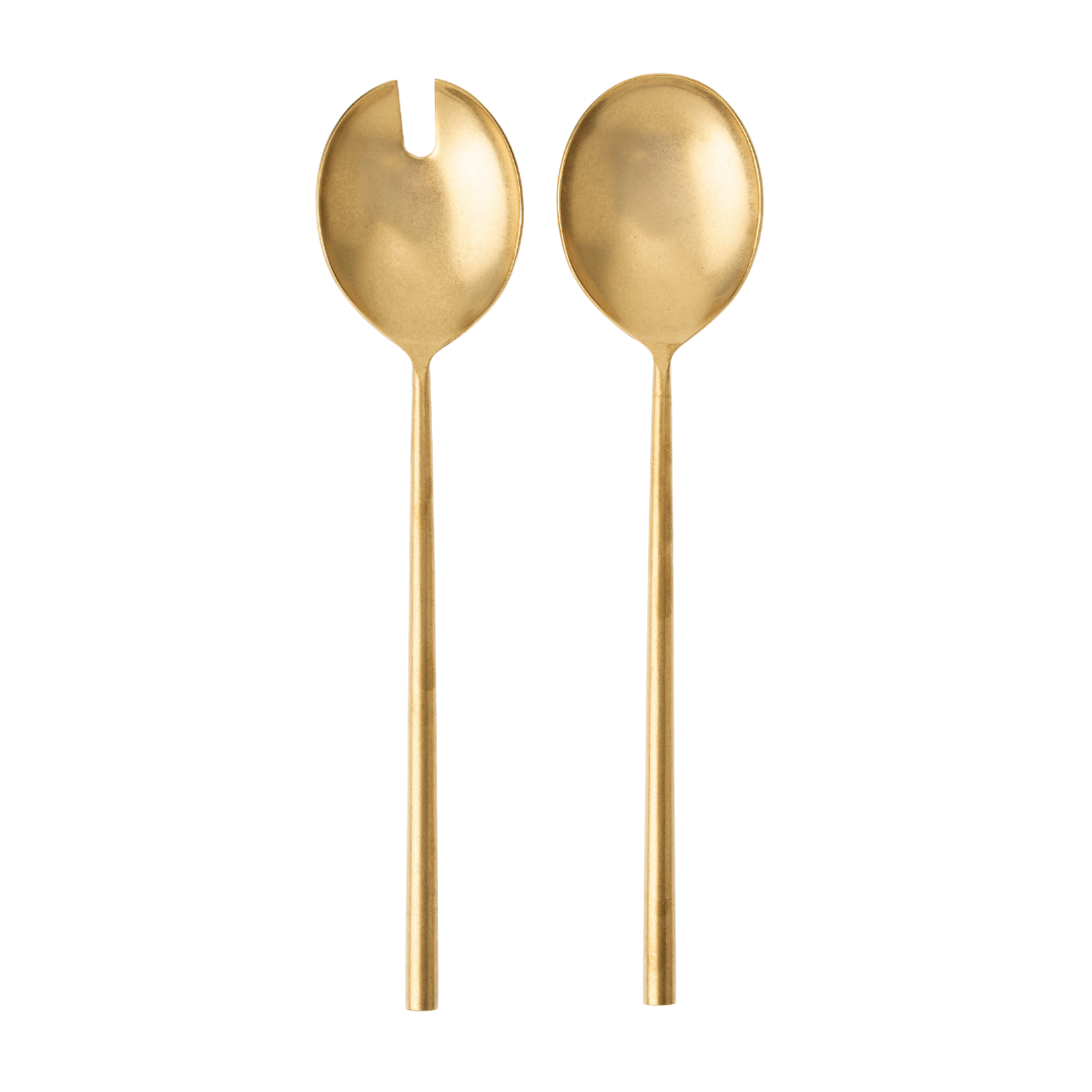 Couverts à salade Tides en acier doré | Ensemble de 2 | Forgés à la main