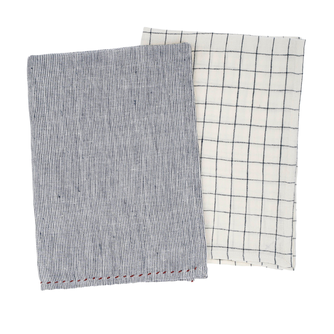 Ensemble de 2 Linges à Vaisselle en Lin Picnic | Bleu