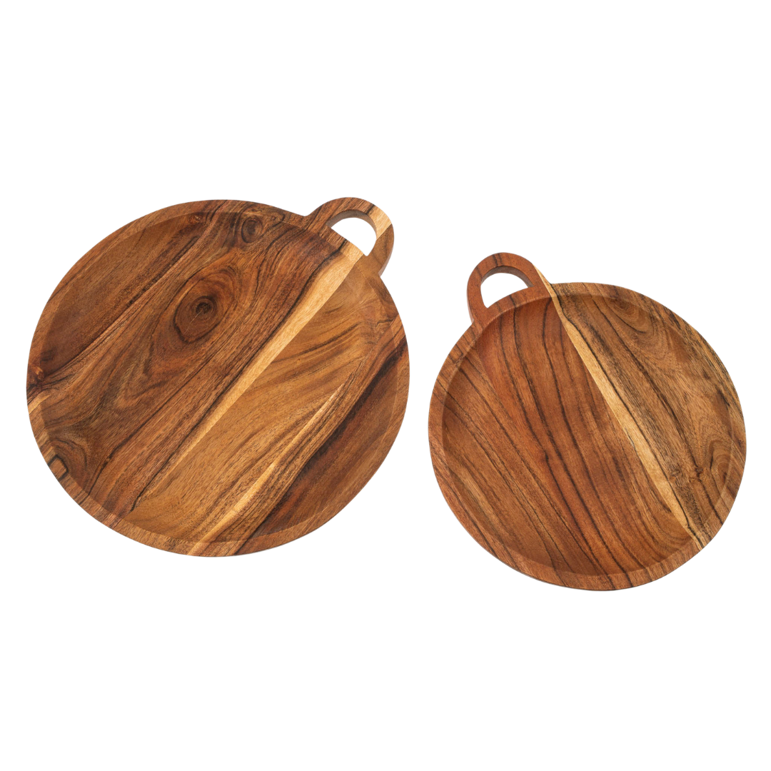 Plateaux de service Abode | Ensemble de 2 | Bois d’acacia durable