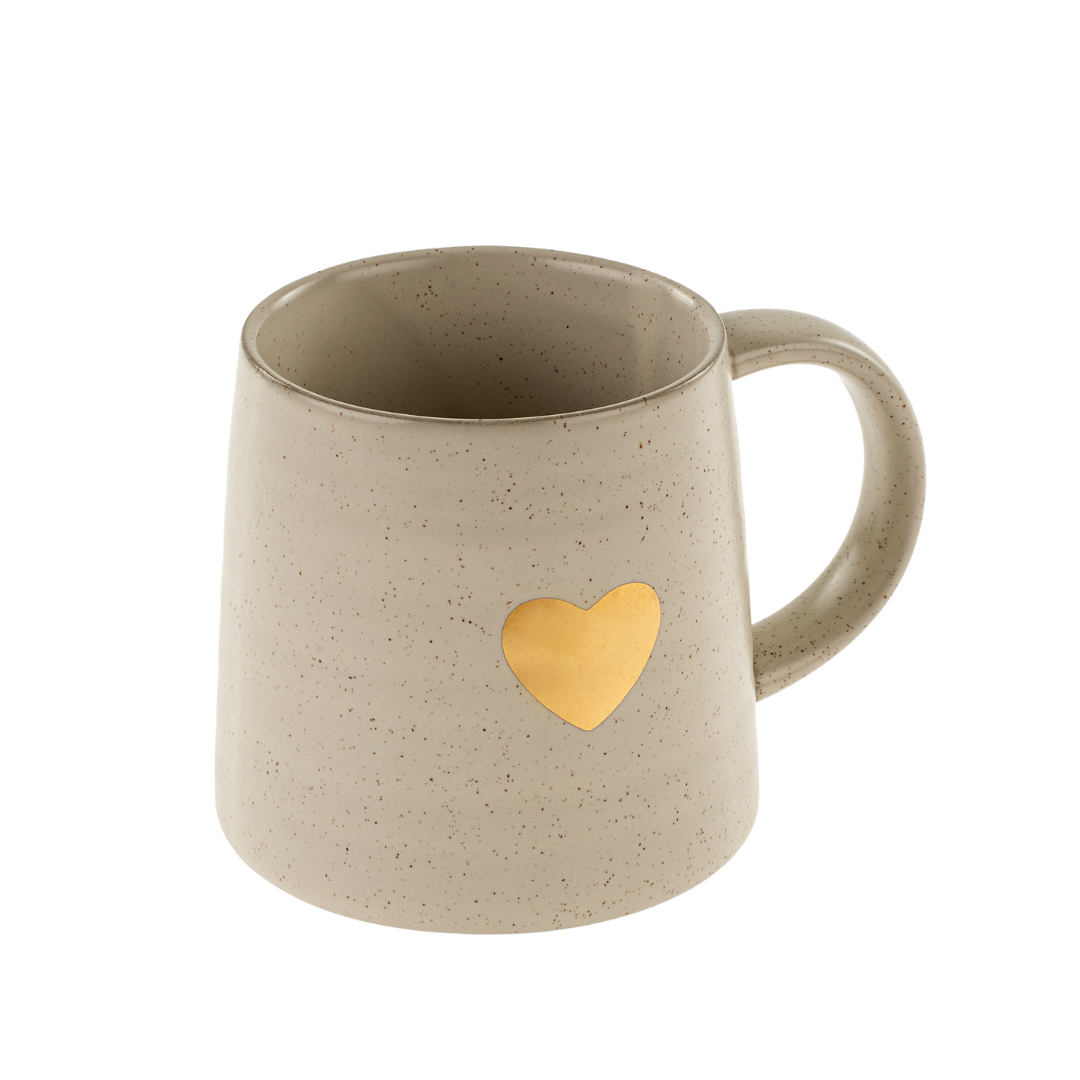 Tasse Gold Heart Crème | Grand Format | Détail Doré