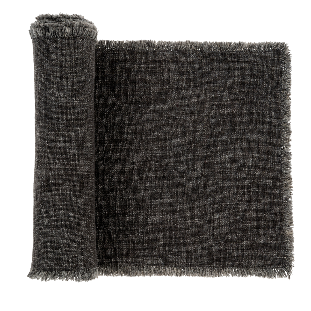 Chemin de Table Selena en Lin et Coton | 274 cm | Gris Foncé