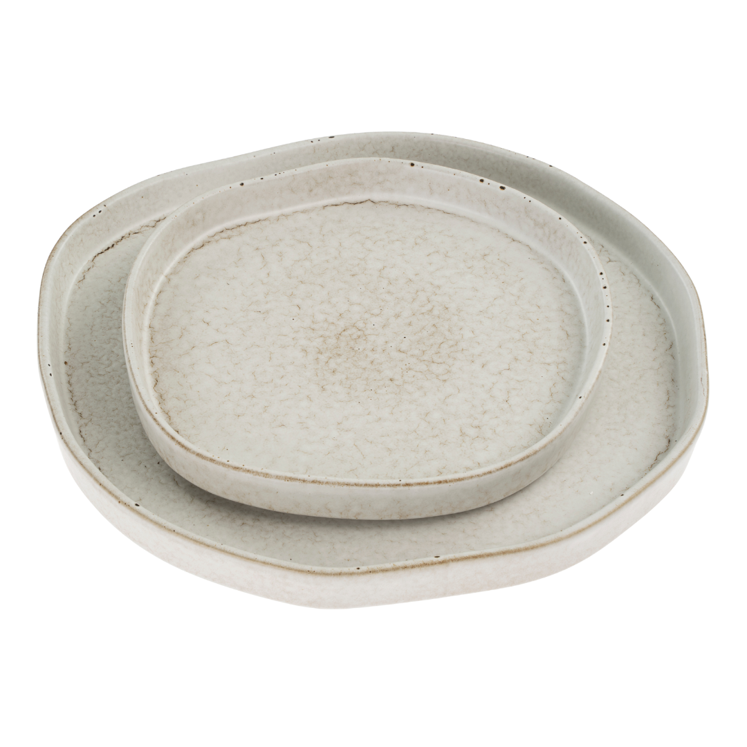 Assiettes de Service Pebble en Céramique | Ensemble de 2 | Forme Organique