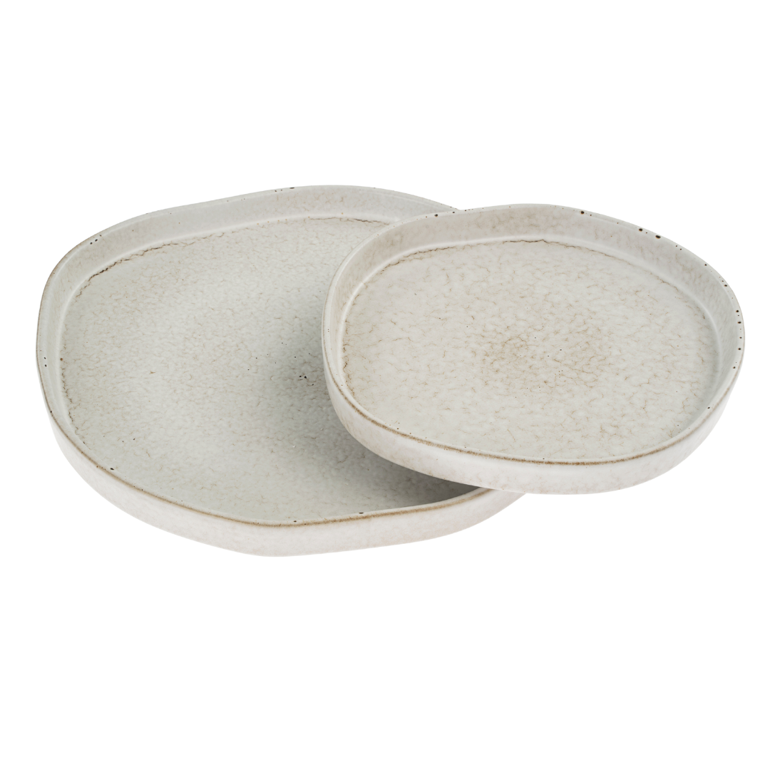 Assiettes de Service Pebble en Céramique | Ensemble de 2 | Forme Organique