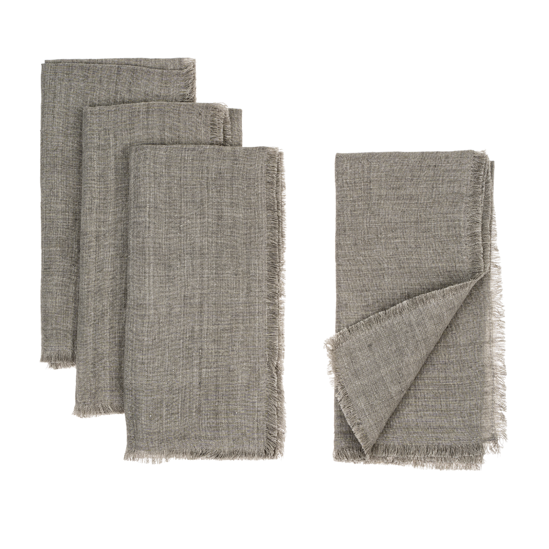 Serviettes Lina en Lin Belge | Ensemble de 4 | Gris Chaleureux