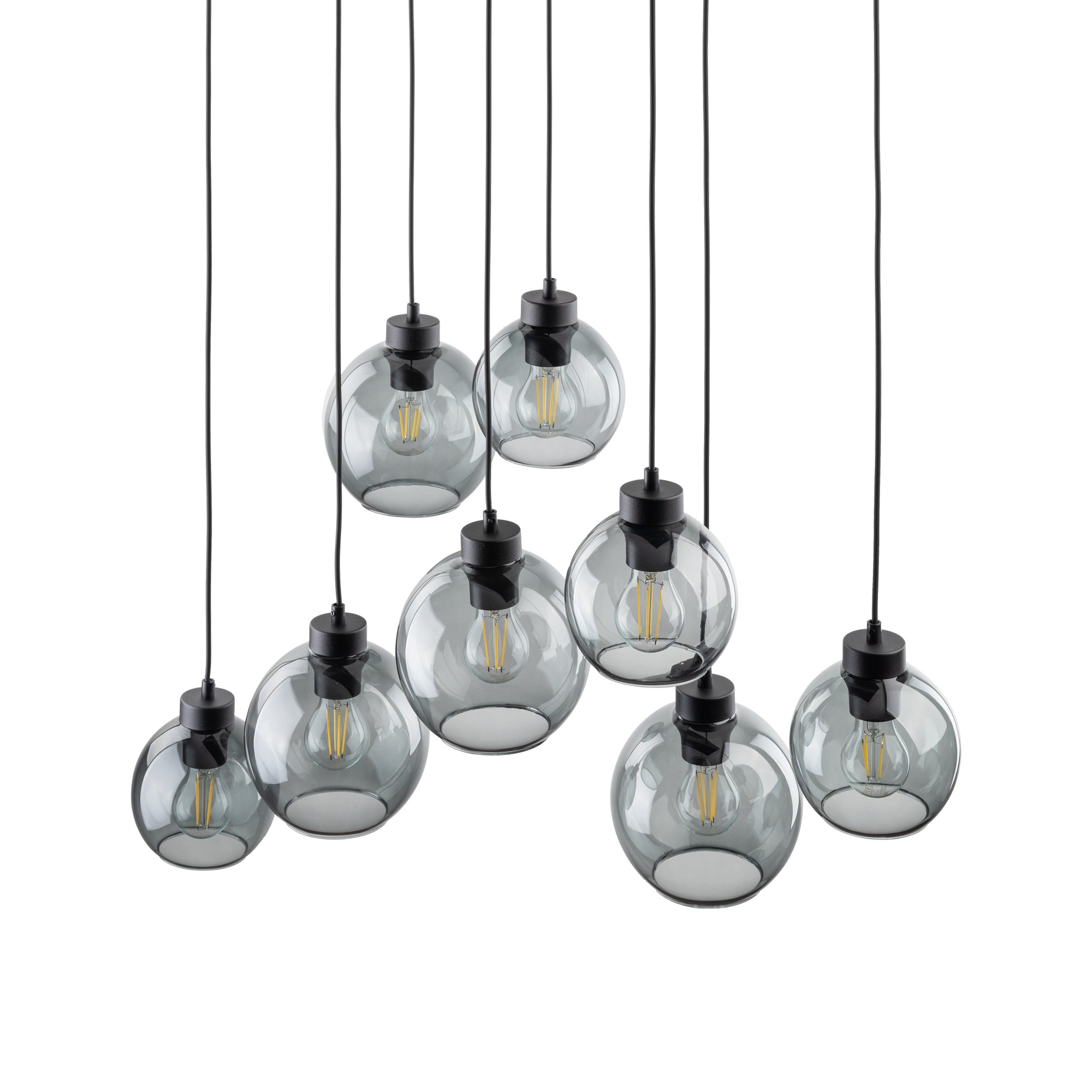 Suspension scandinave CUBUS Graphite en verre | 8 lampes | Cuisine & Salle à manger