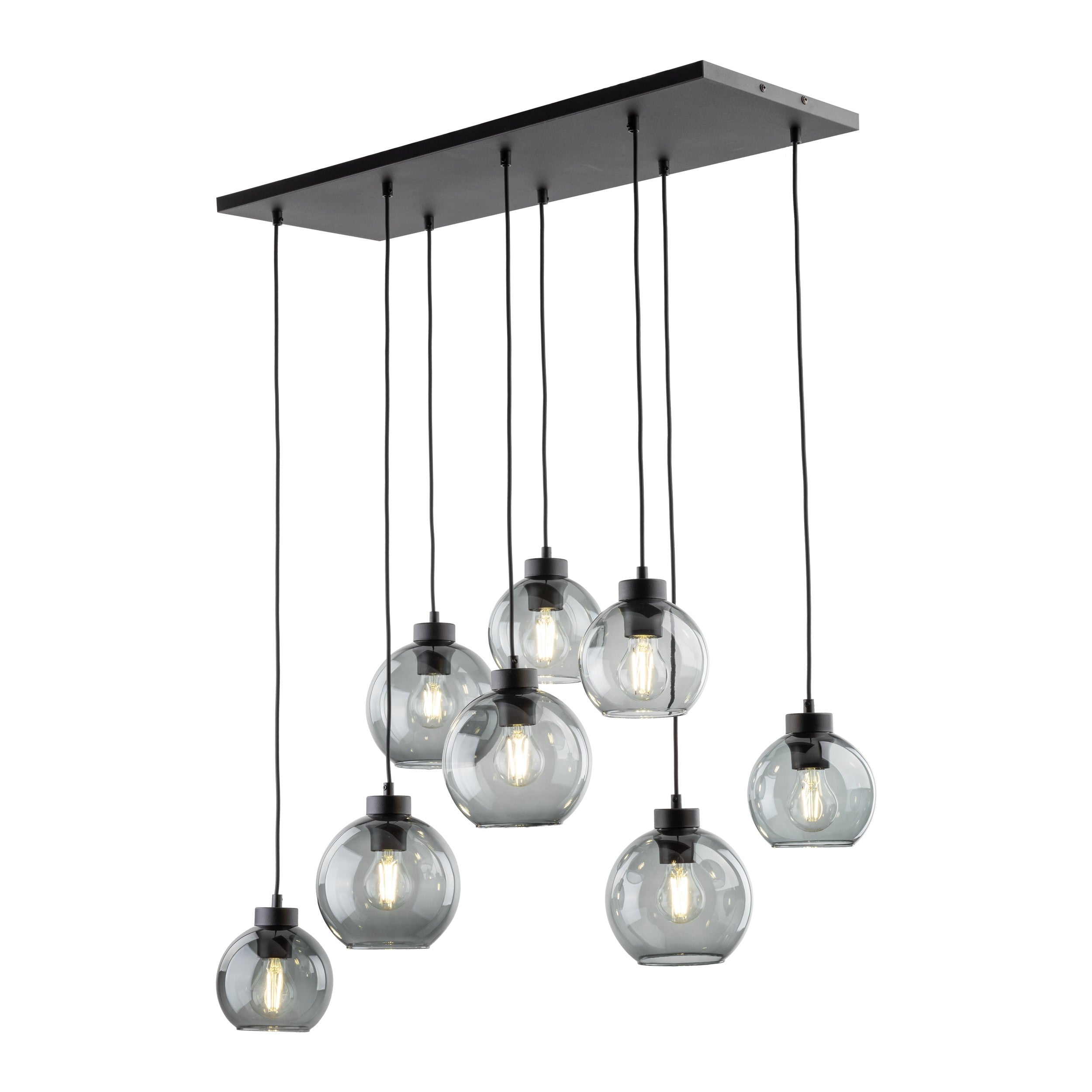 Suspension scandinave CUBUS Graphite en verre | 8 lampes | Cuisine & Salle à manger