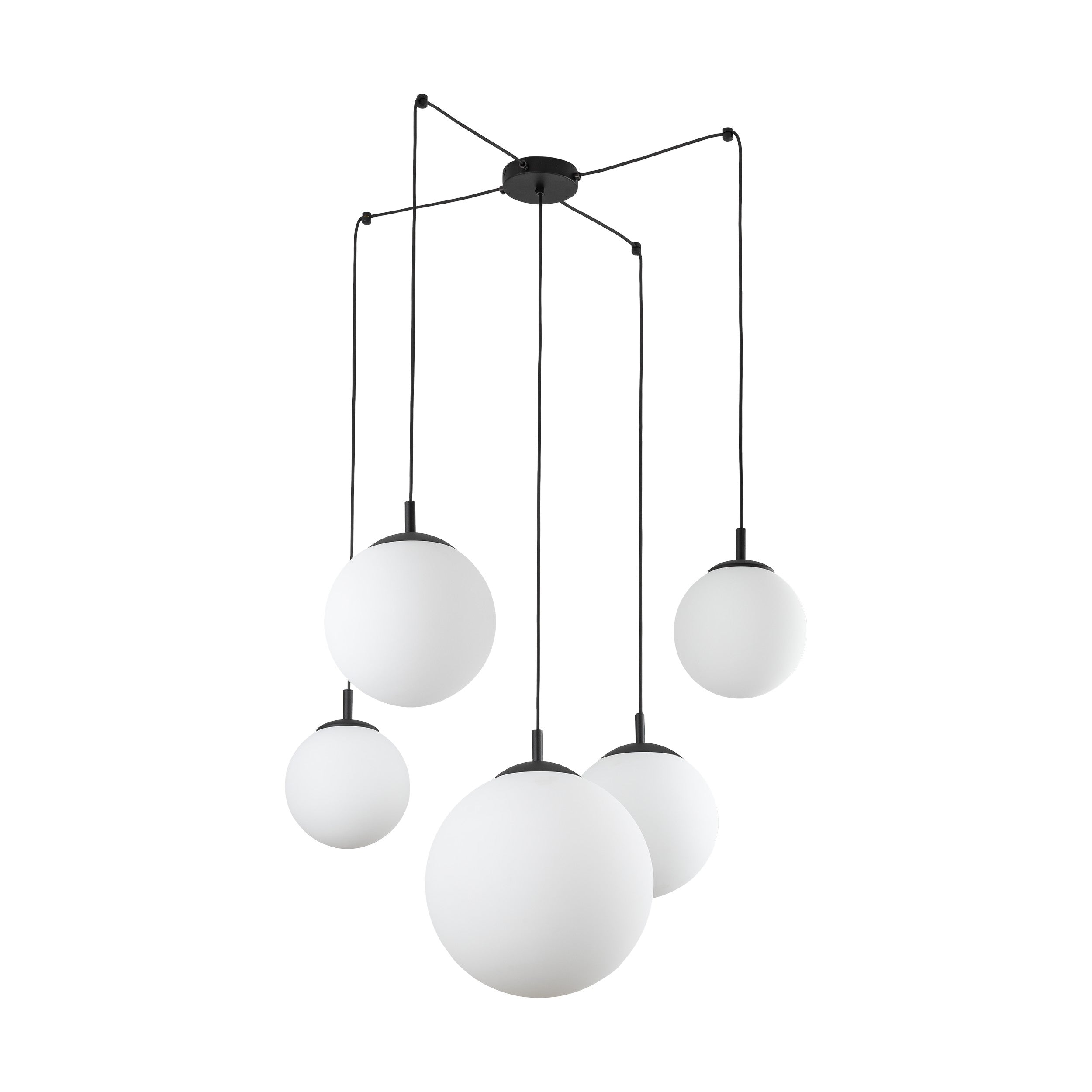 Lampe Suspendue ESME Blanc Scandinave 5 Lumières | Suspension Moderne en Verre et Métal