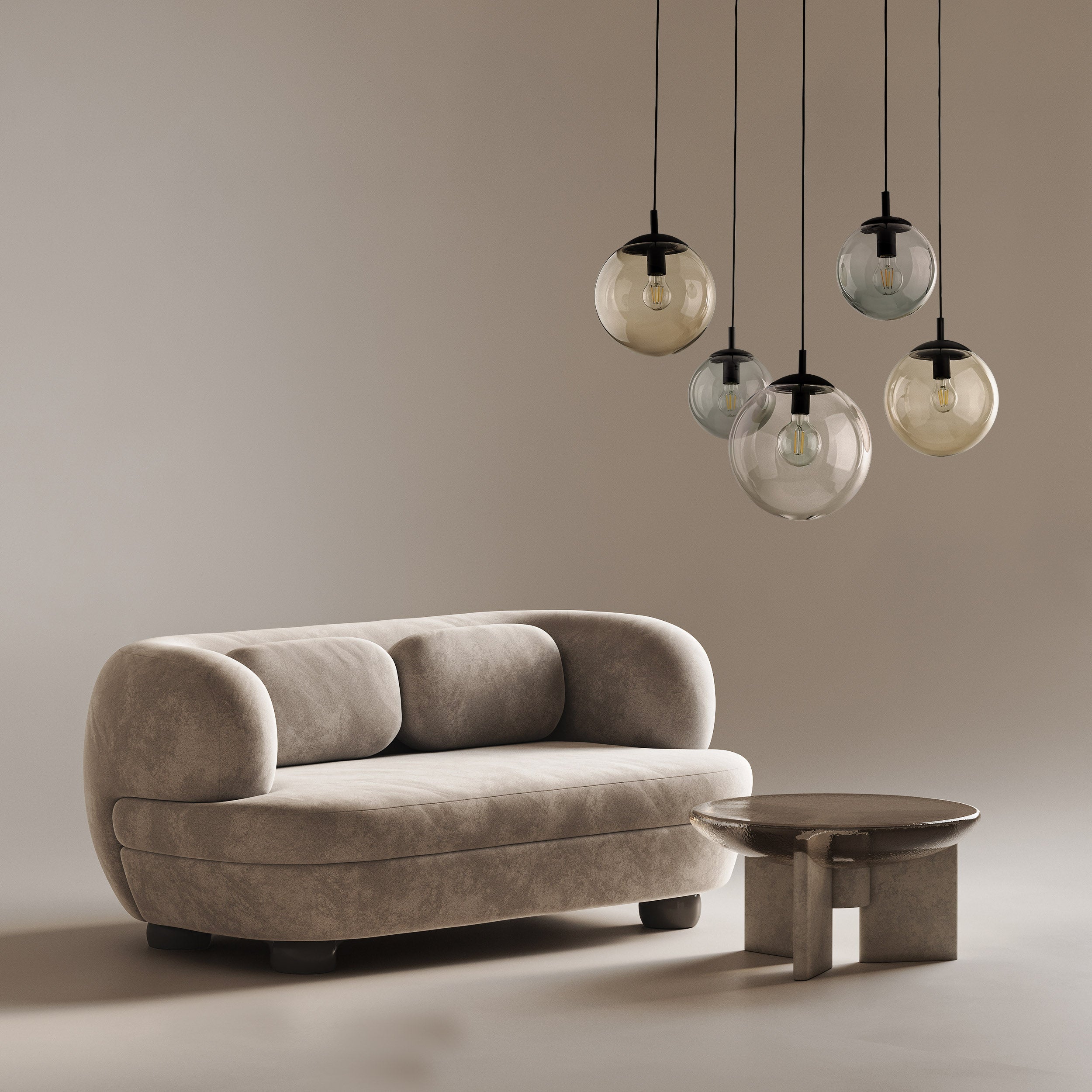 Lampe Suspendue ESME Mix Scandinave 5 Lumières | Suspension Moderne en Verre et Métal