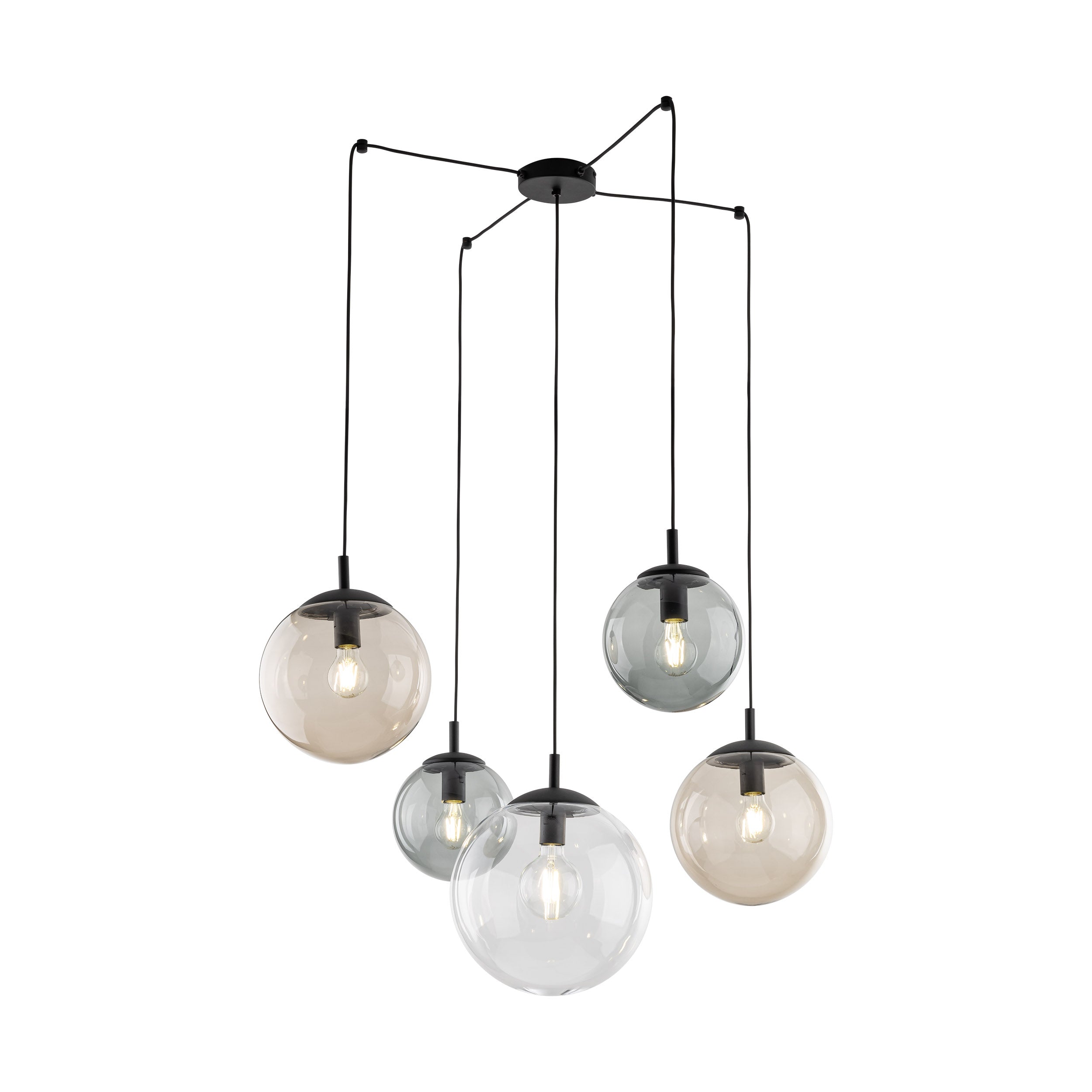 Lampe Suspendue ESME Mix Scandinave 5 Lumières | Suspension Moderne en Verre et Métal