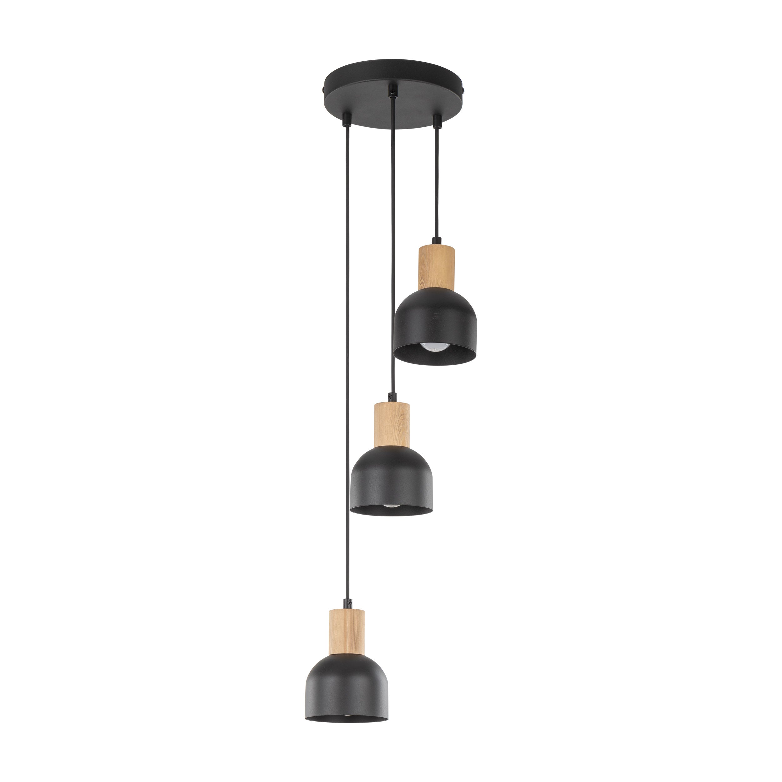 Suspension moderne du milieu du siècle CAIRO 3 | Bois naturel | Hauteur réglable | Éclairage TK