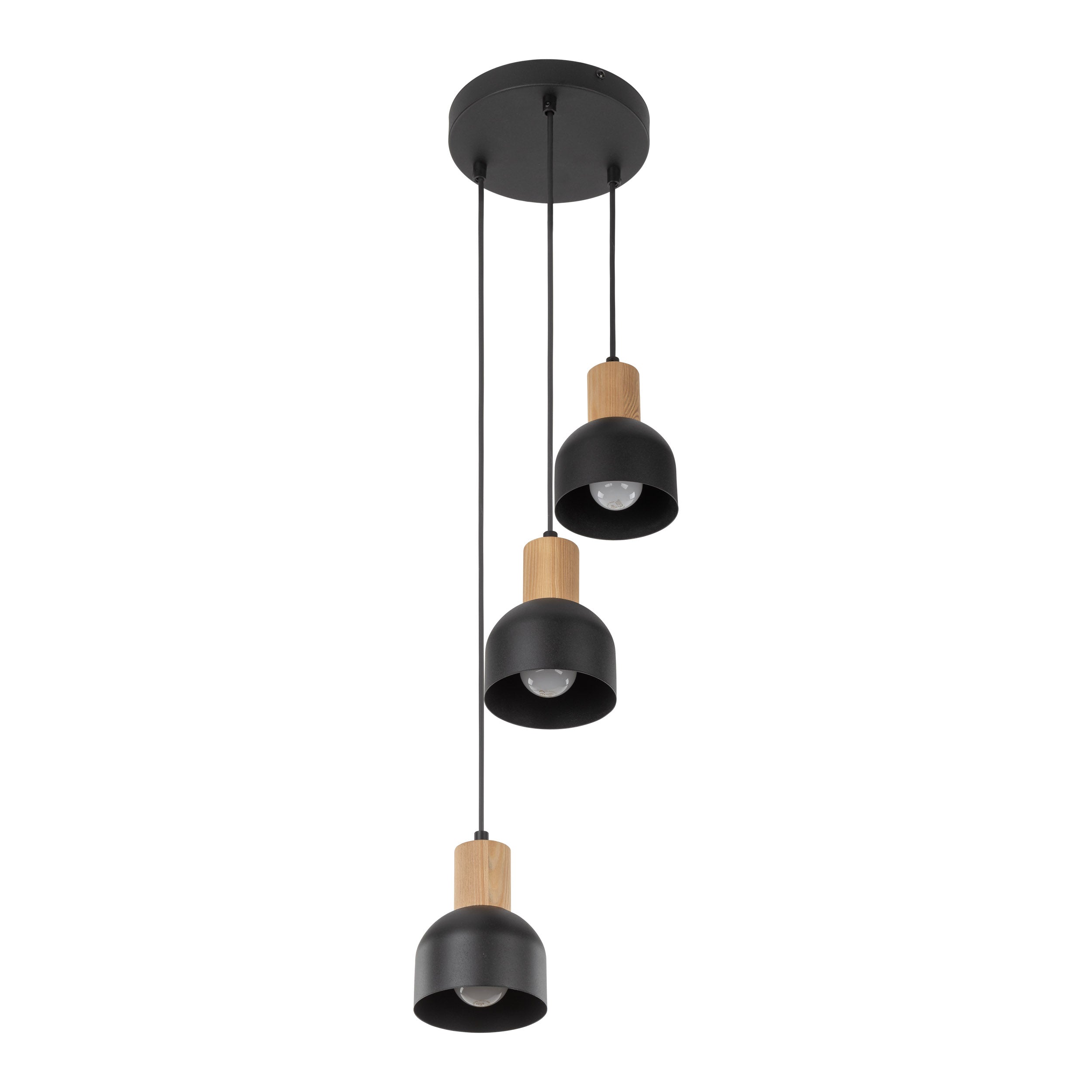Suspension moderne du milieu du siècle CAIRO 3 | Bois naturel | Hauteur réglable | Éclairage TK