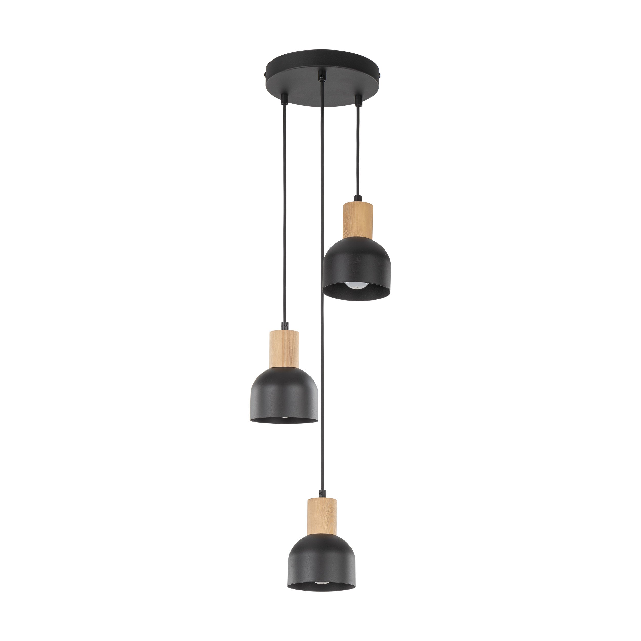 Suspension moderne du milieu du siècle CAIRO 3 | Bois naturel | Hauteur réglable | Éclairage TK
