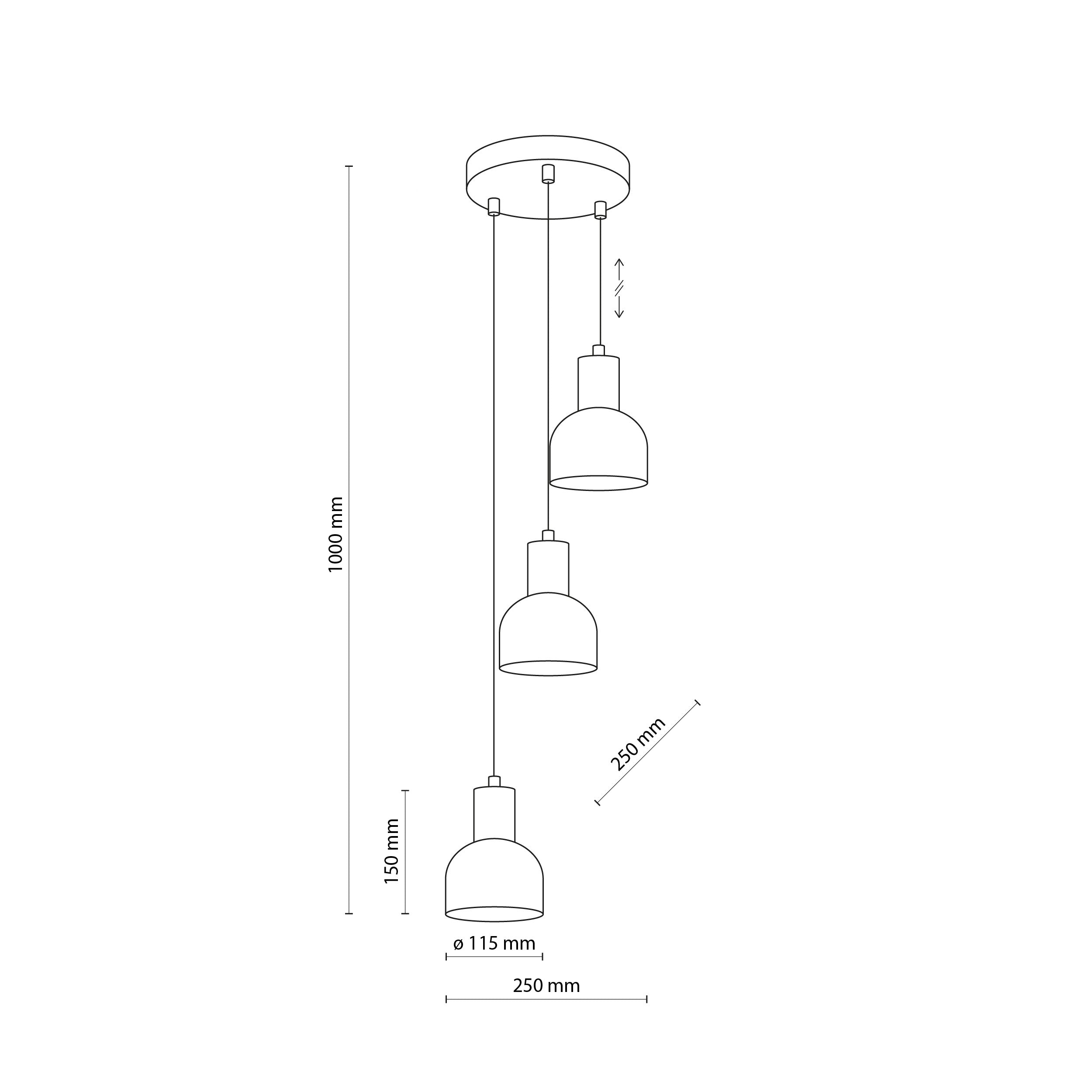 Suspension moderne du milieu du siècle CAIRO 3 | Bois naturel | Hauteur réglable | Éclairage TK