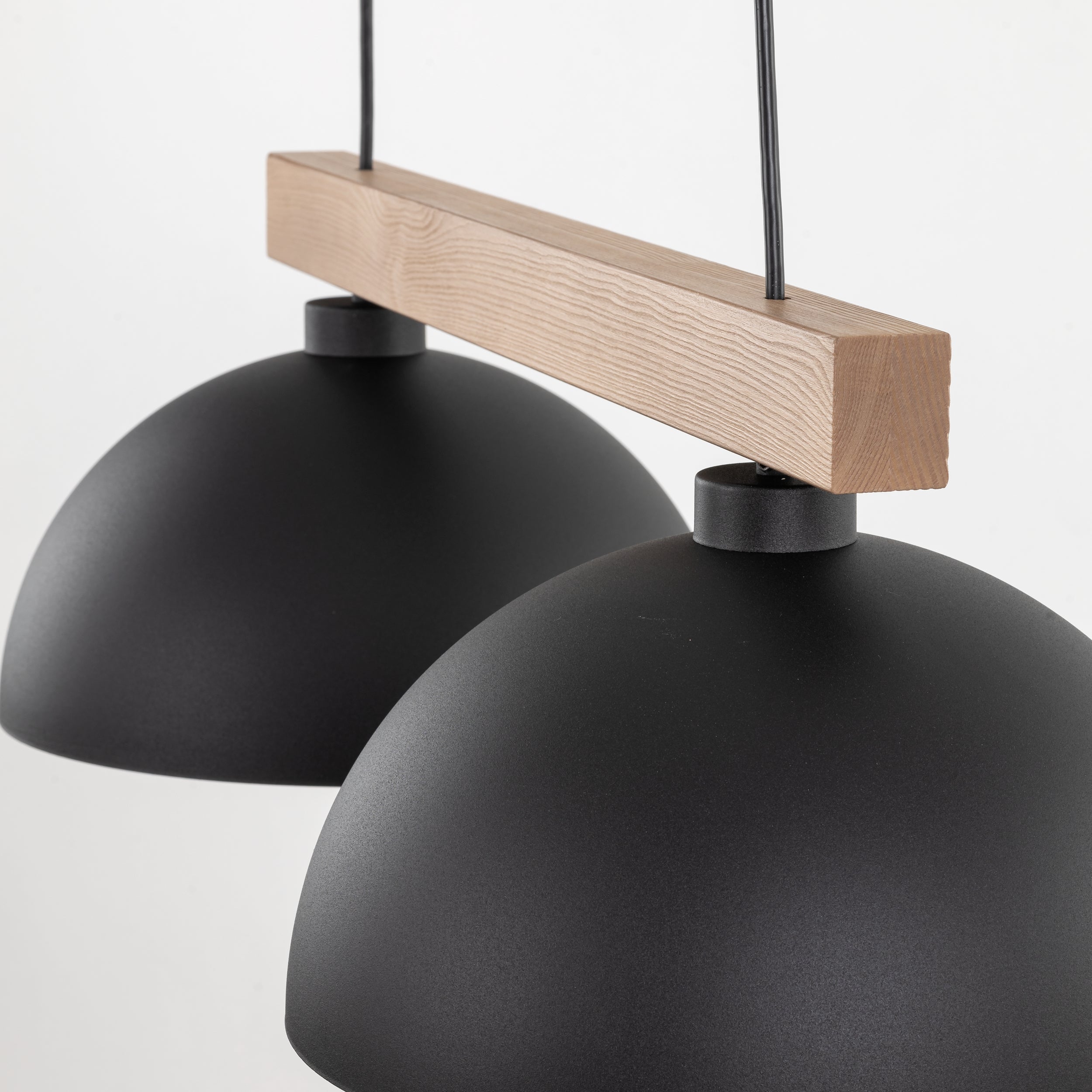 Lampe Suspendue OSLO Noir Scandinave 2 Lumières | Suspension Industrielle en Bois et Métal