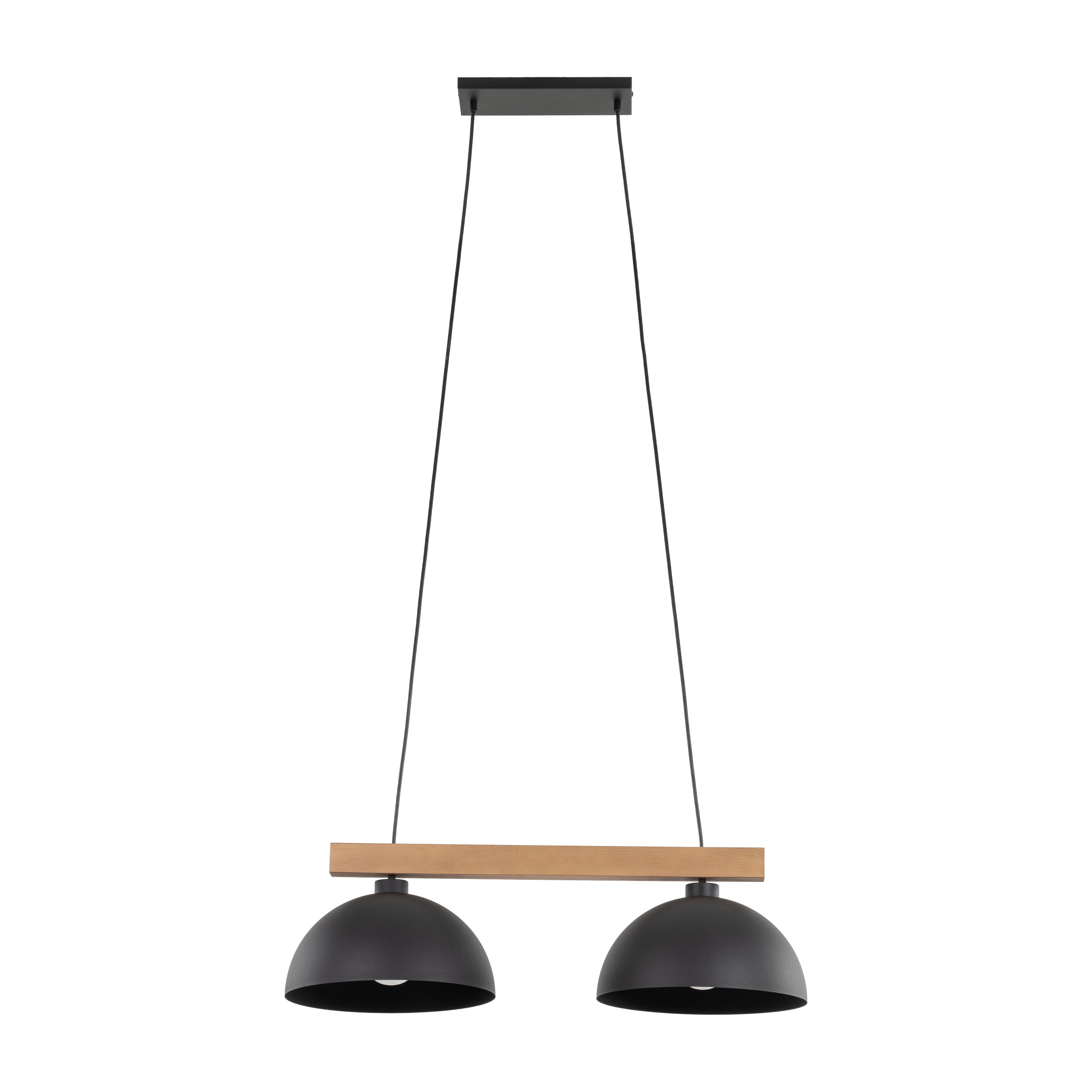 Lampe Suspendue OSLO Noir Scandinave 2 Lumières | Suspension Industrielle en Bois et Métal