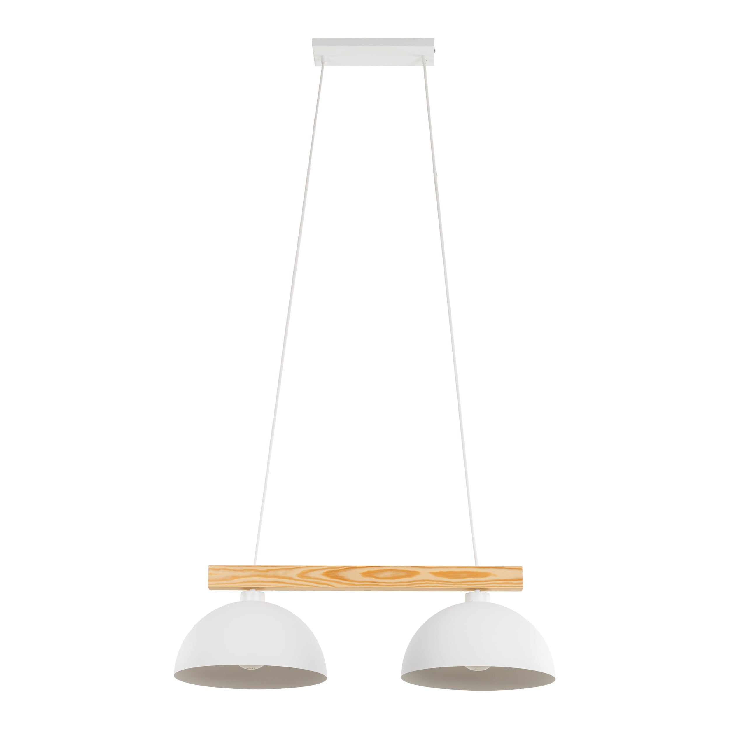 Lampe Suspendue OSLO Blanc Scandinave 2 Lumières | Suspension Industrielle en Bois et Métal