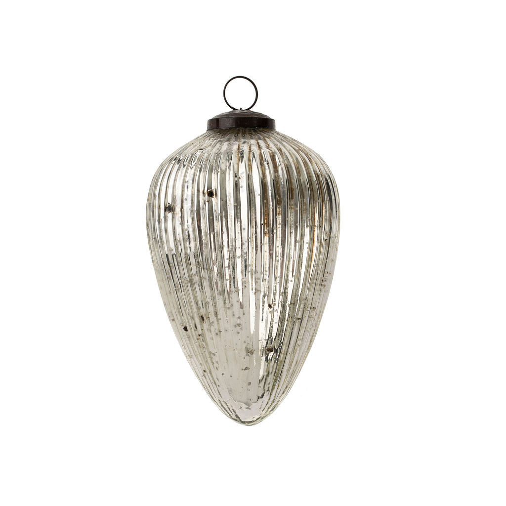Ornement Œuf en Verre Argent | Petit | Façonné à la Main en Verre Recyclé