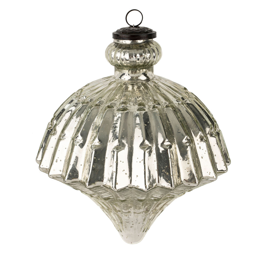 Ornement Oignon en Verre Recyclé | Grand Format | Façonné à la Main Argenté