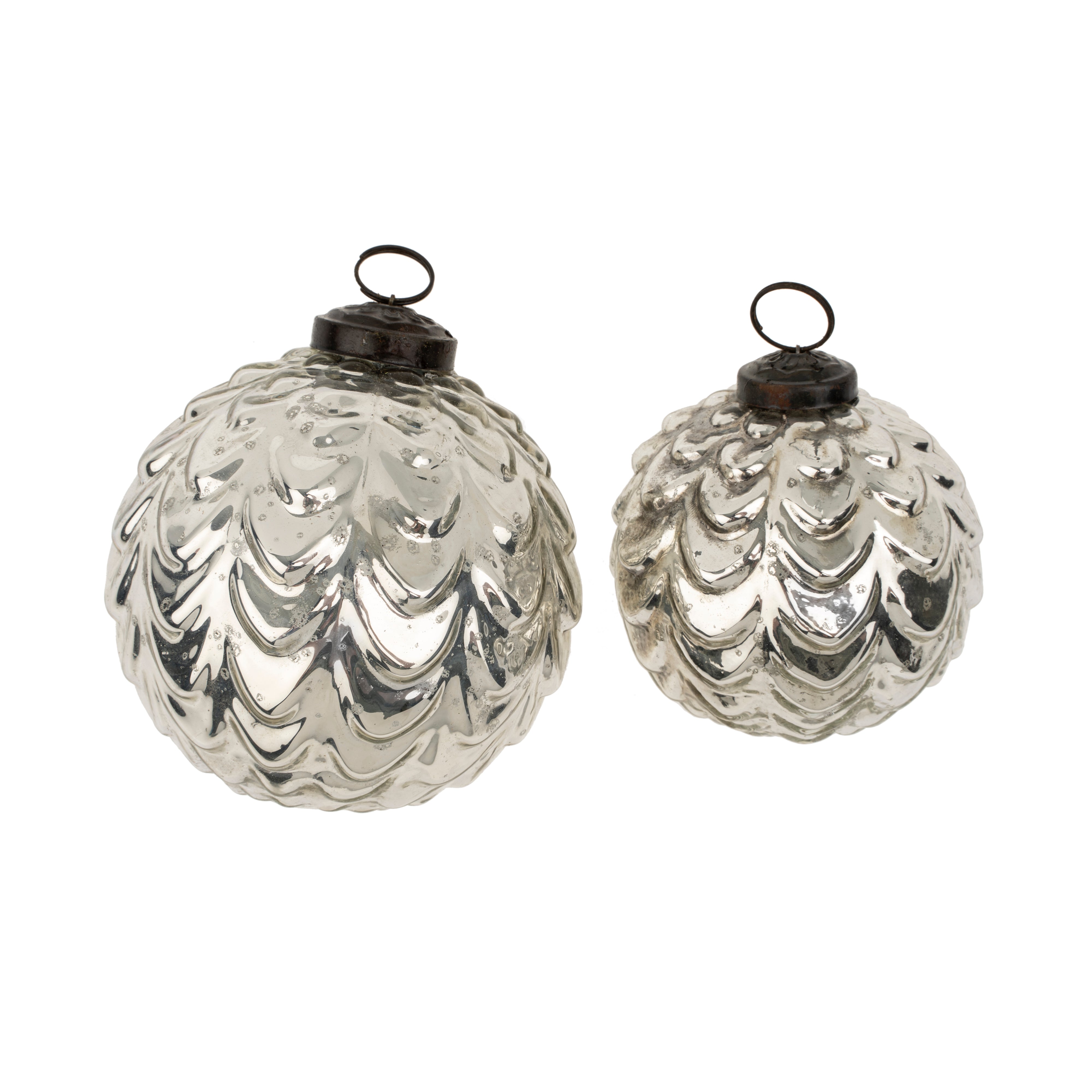 Ornement Givre Argenté Vagues | Grand | Charme Festif Élégant