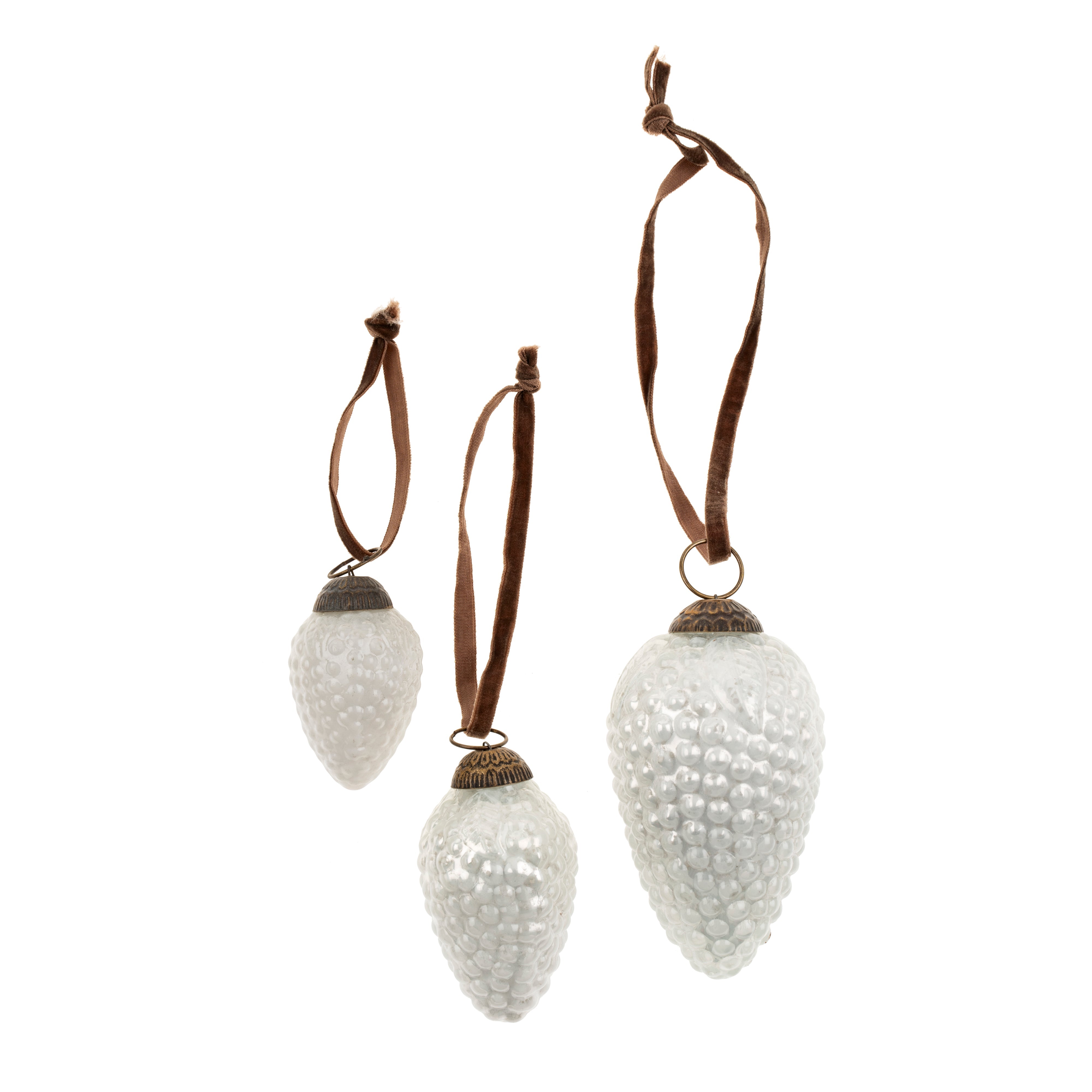 Ornement Pomme de Pin en Verre Recyclé | Grand Format | Éclat Givré Naturel