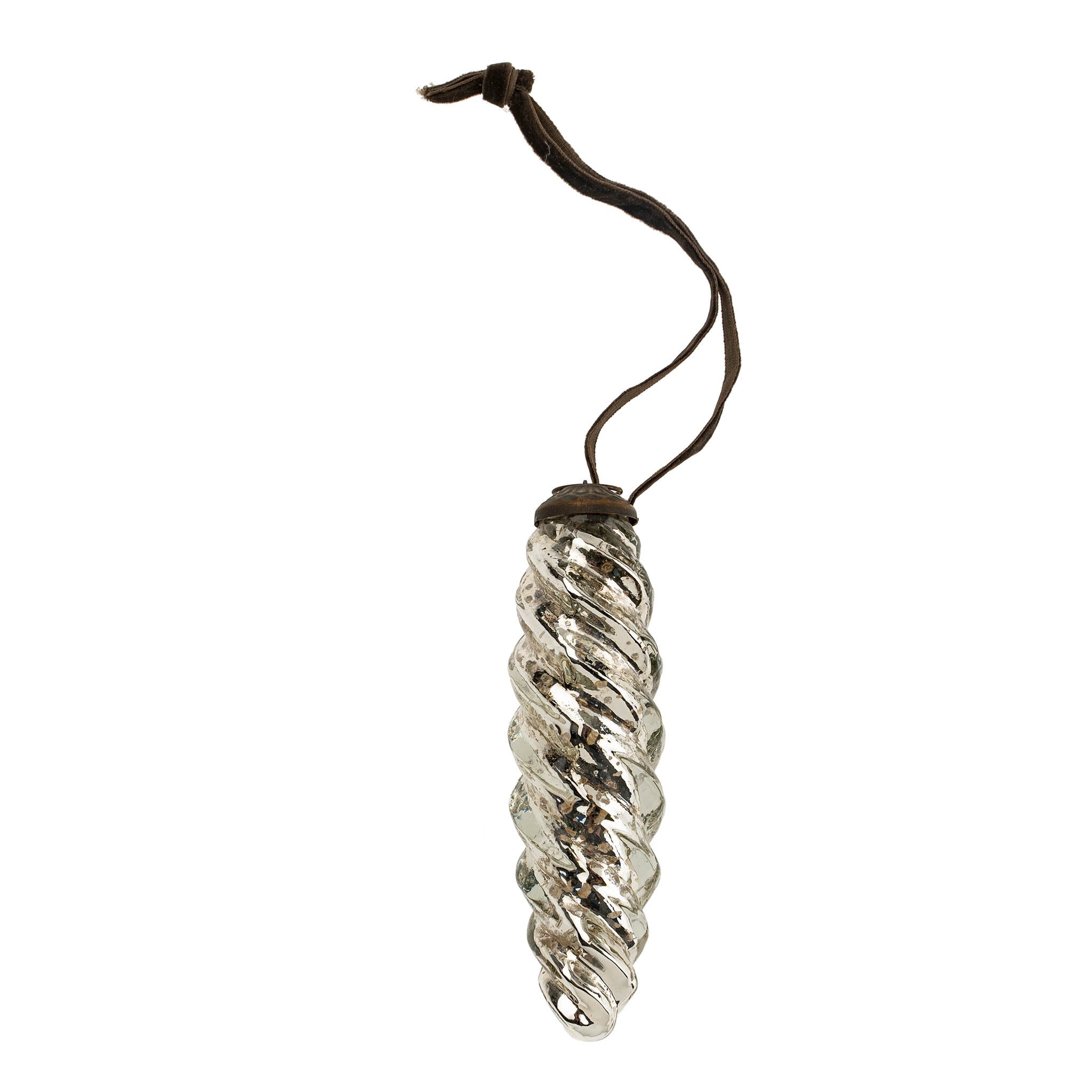 Ornement Glaçon en Verre Recyclé | Grand Format | Éclat Argenté Givré