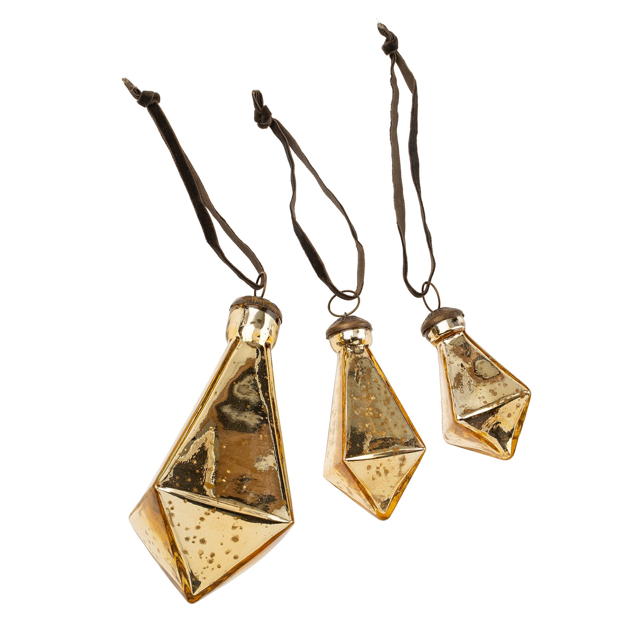 Ornement Goutte Diamant en Verre Recyclé | Grand Format | Éclat Doré Raffiné