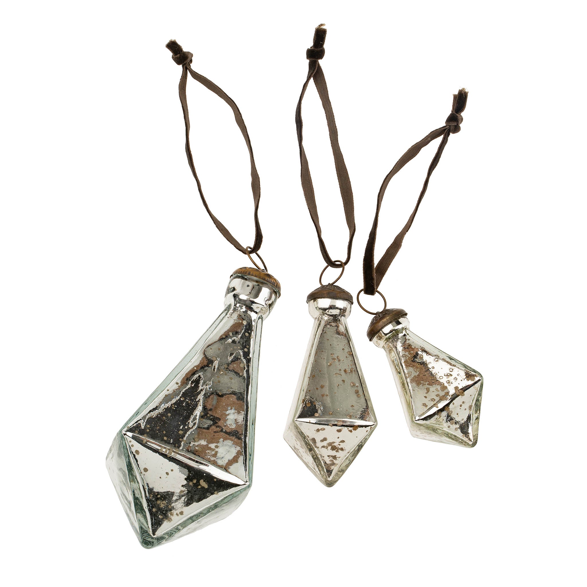 Ornement Diamant Argent | Grand | Élégance Festive Façonnée à la Main