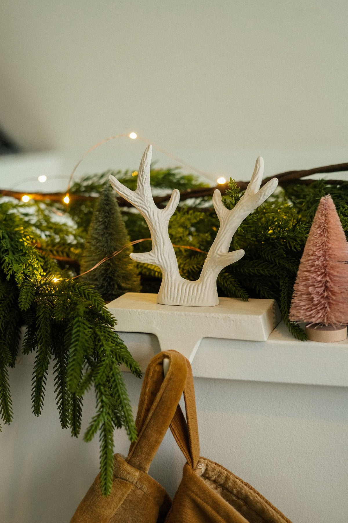 Support à bas de Noël Bois de cerf | Blanc hivernal | Métal