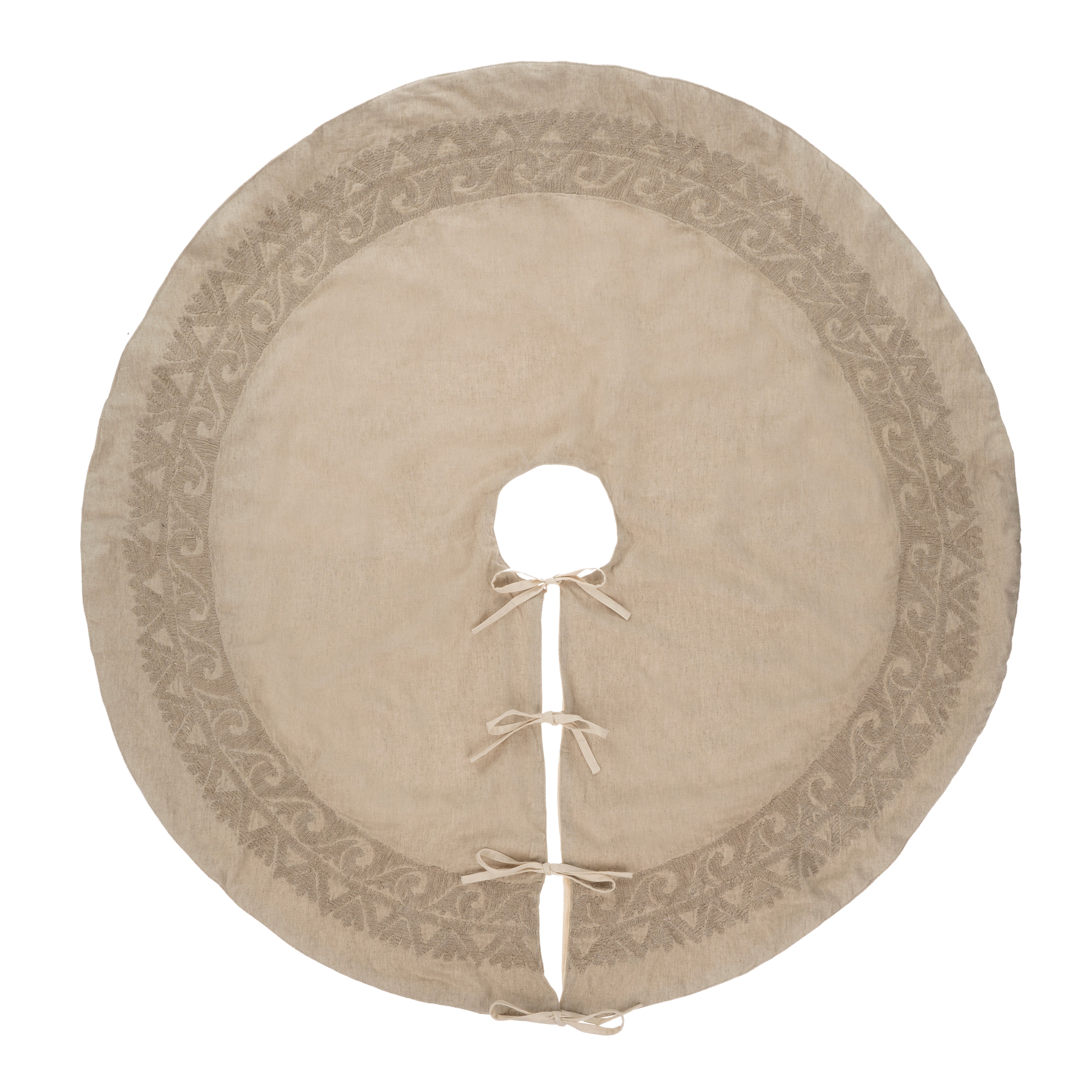 Jupe de Sapin en Lin Suzani | Façonné à la Main | Broderie Neutre Intemporelle