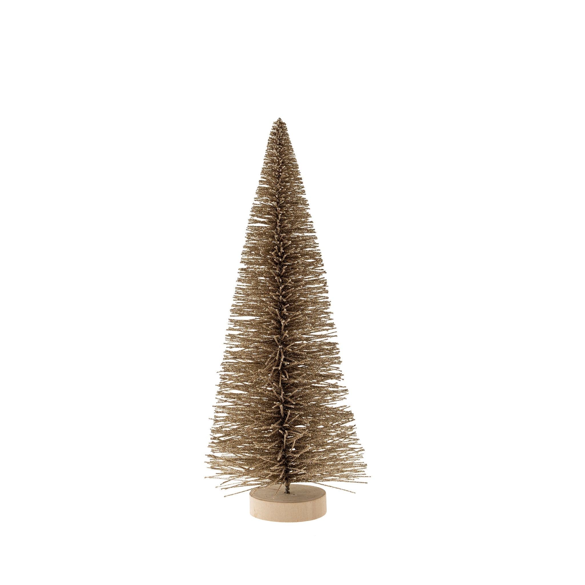 Sapin décoratif effet brosse | Petit format | Fini Champagne Scintillant