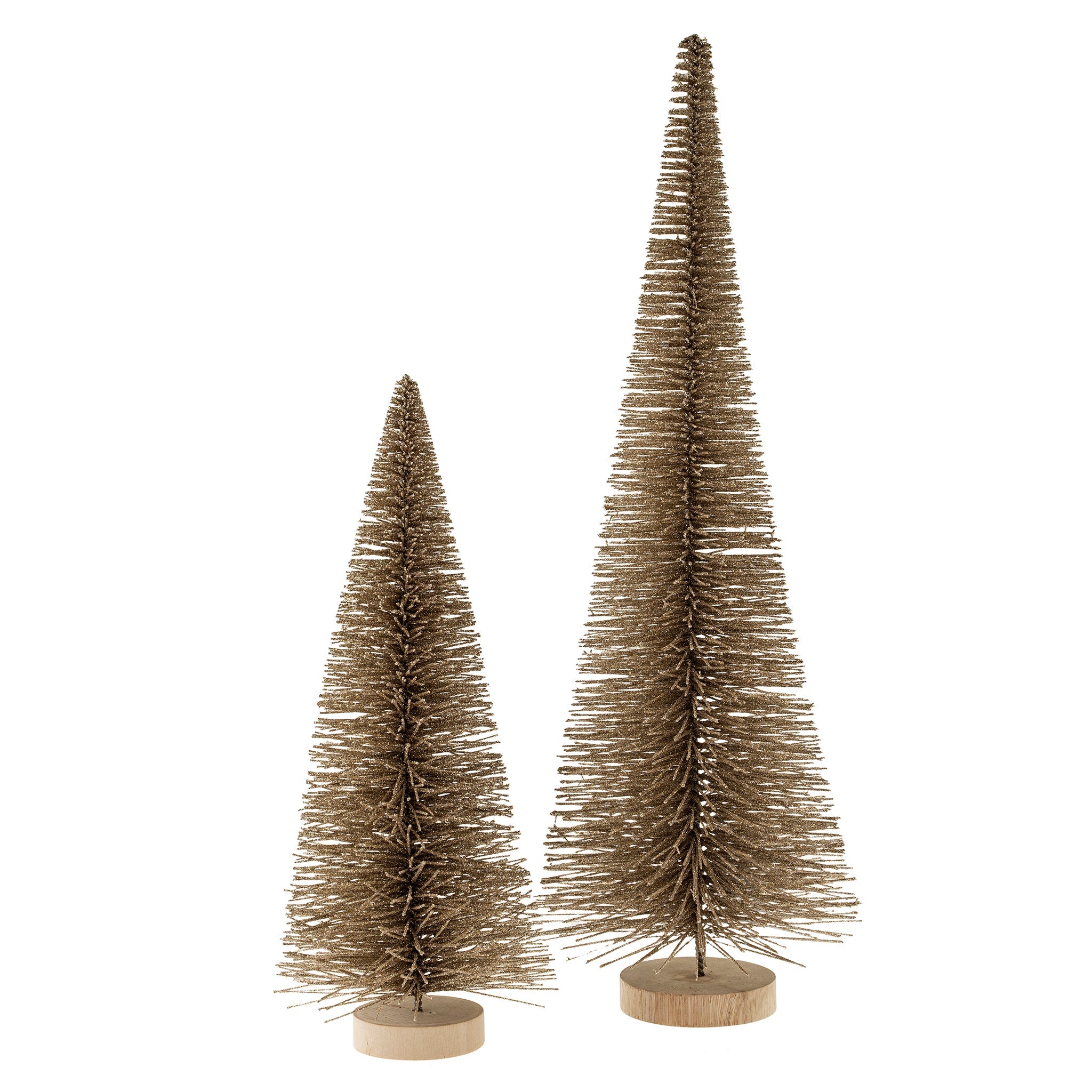 Sapin décoratif effet brosse | Petit format | Fini Champagne Scintillant