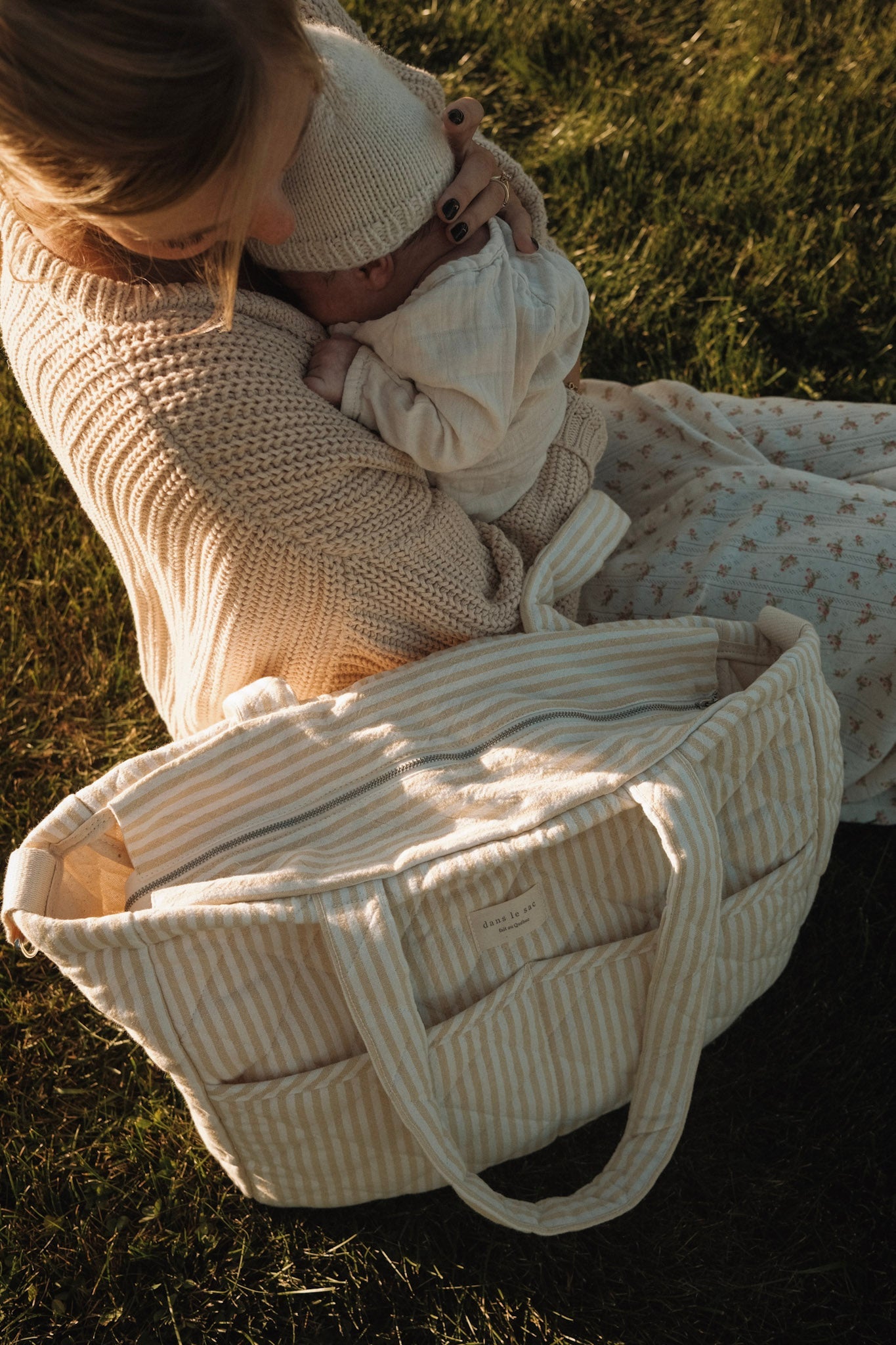 Sac à couches en coton biologique - Collection rayée