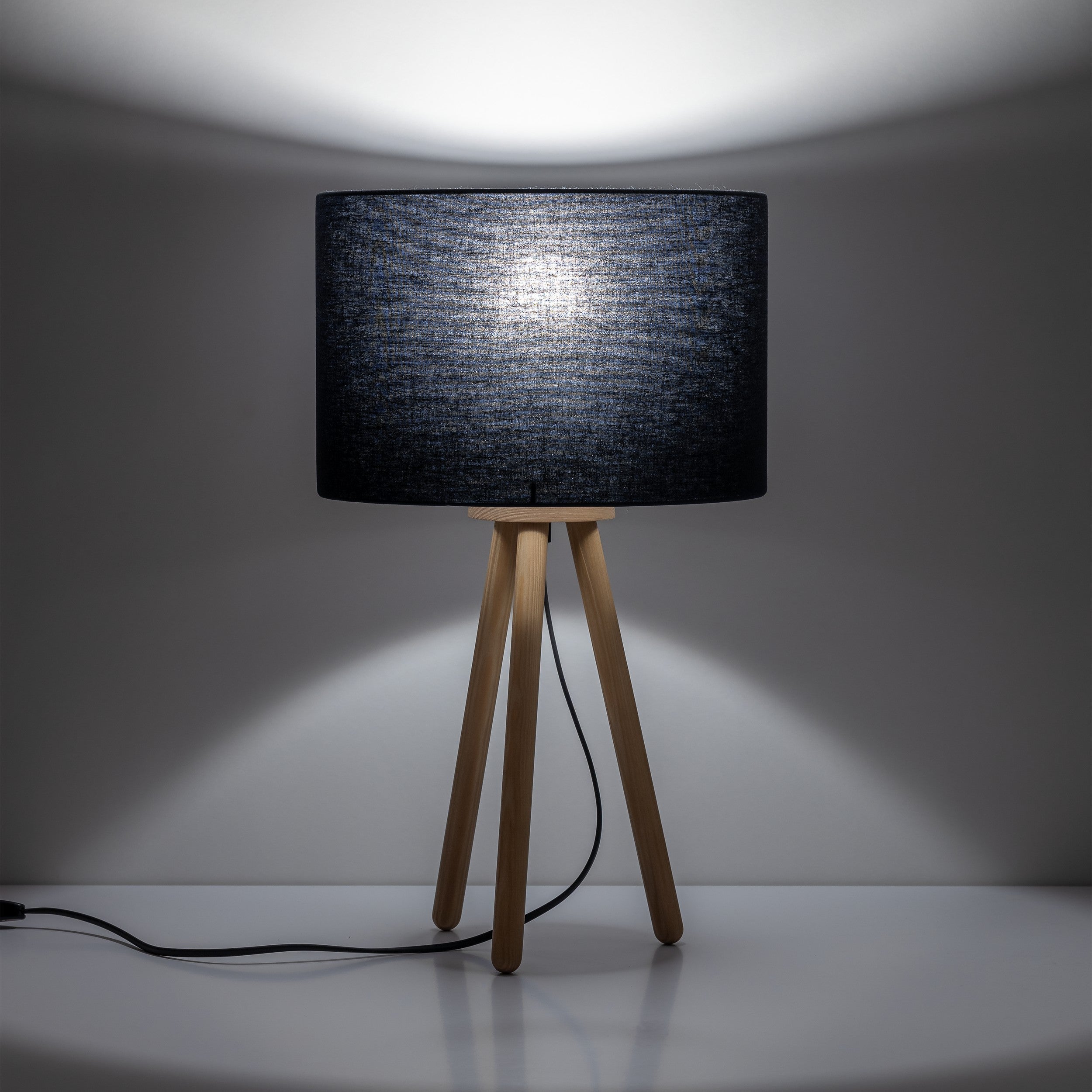 TOKYO wooden table lamp on tripod | Fabric lampshade | Scandinavian